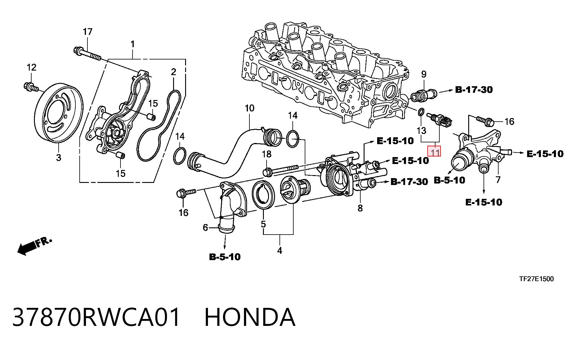 37870RWCA01 Honda Interruptor térmico