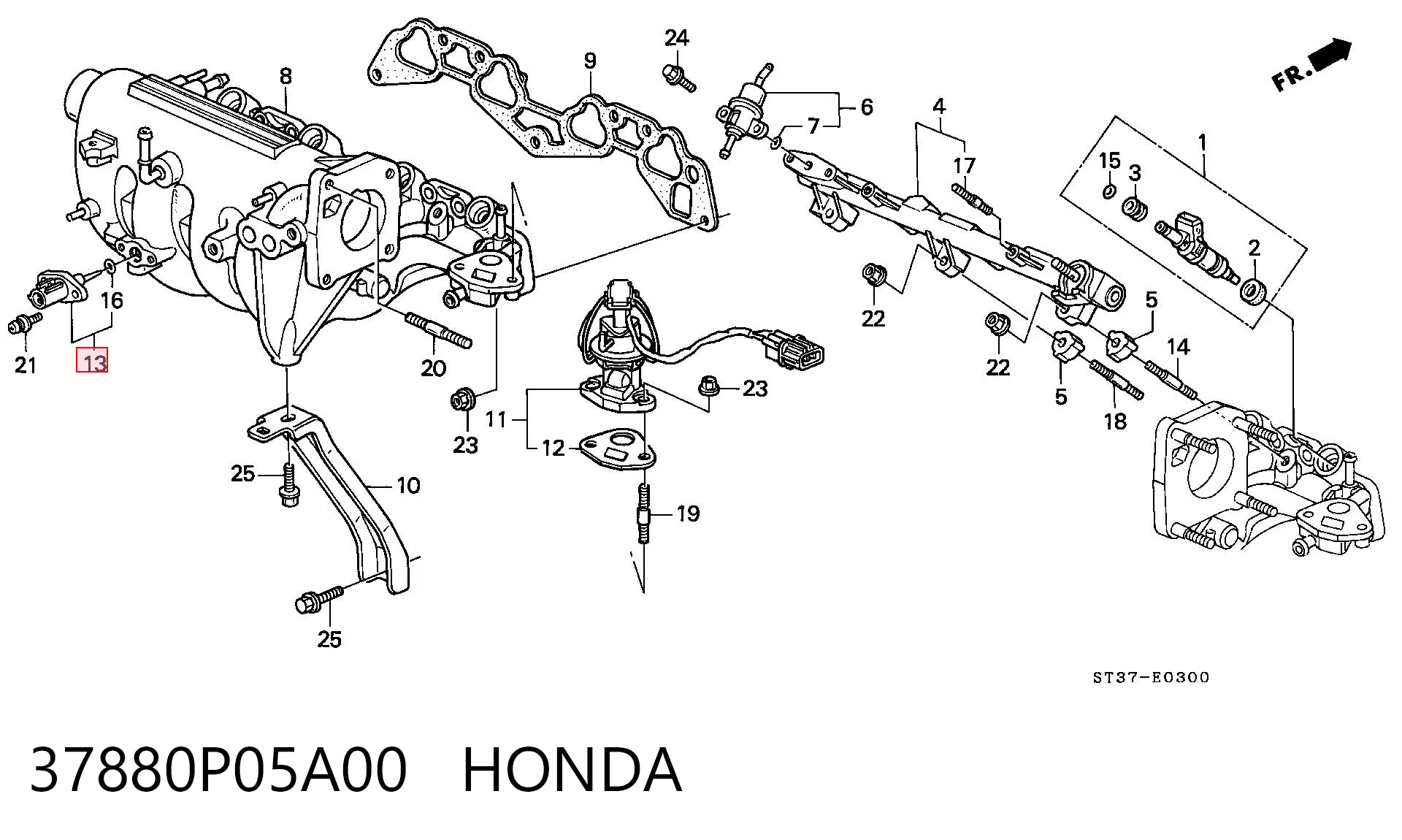 37880P05A00 Honda Sensor de temperatura del aire de admisión