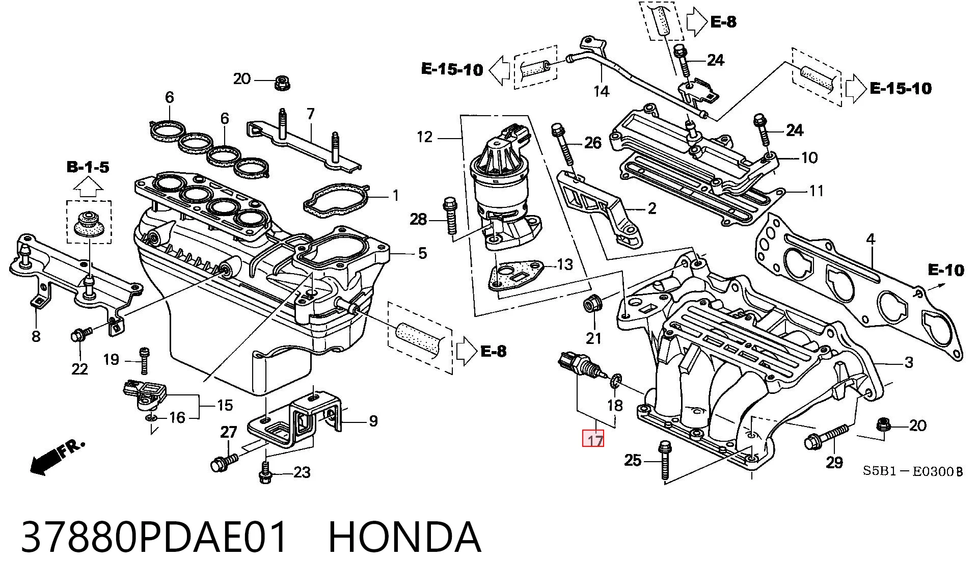 Sensor de temperatura del aire de admisión para Honda Civic VIII FD, FA