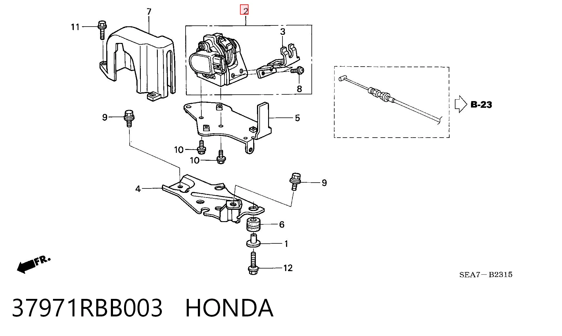 37971RBB003 Honda Sensor de posición del pedal del acelerador