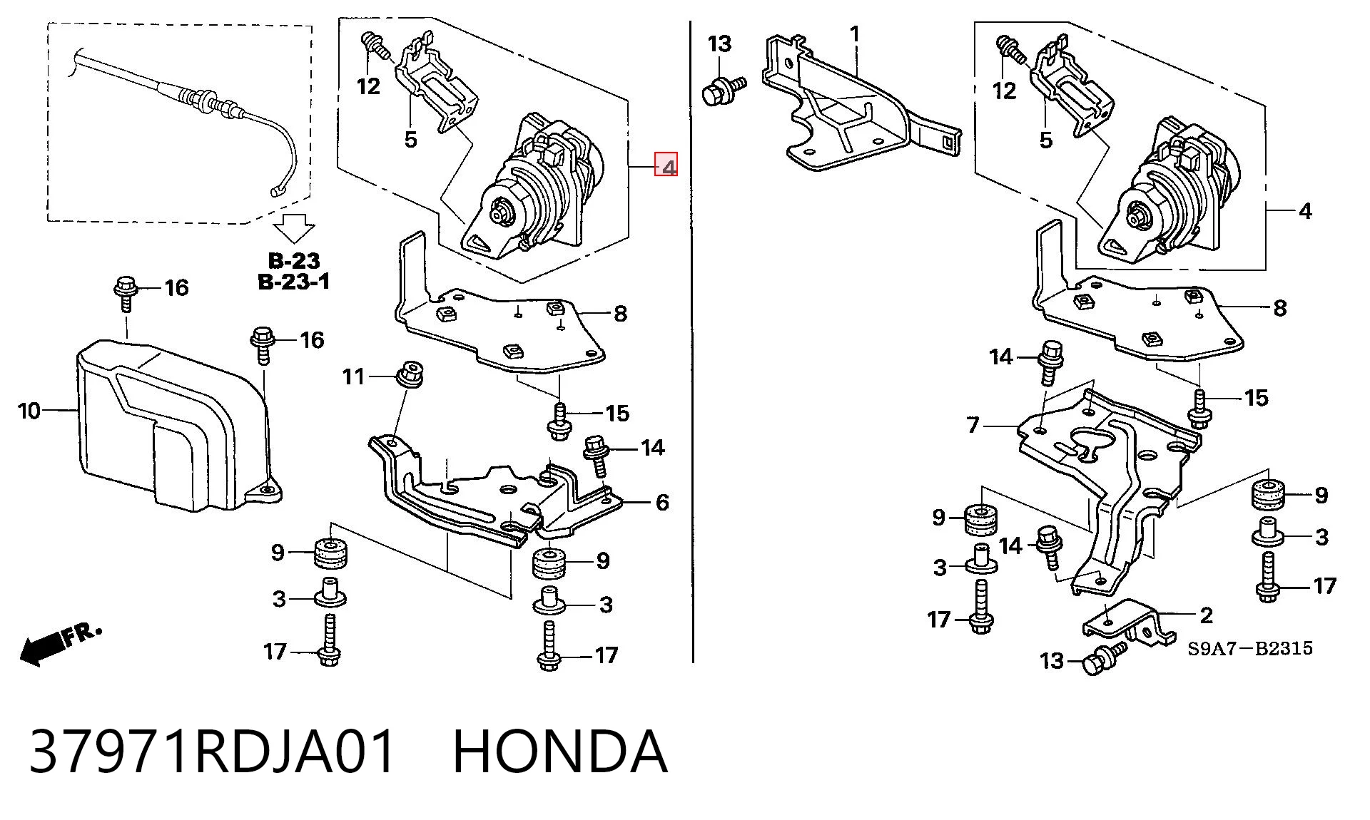 37971RDJA01 Honda Sensor de posición del pedal del acelerador