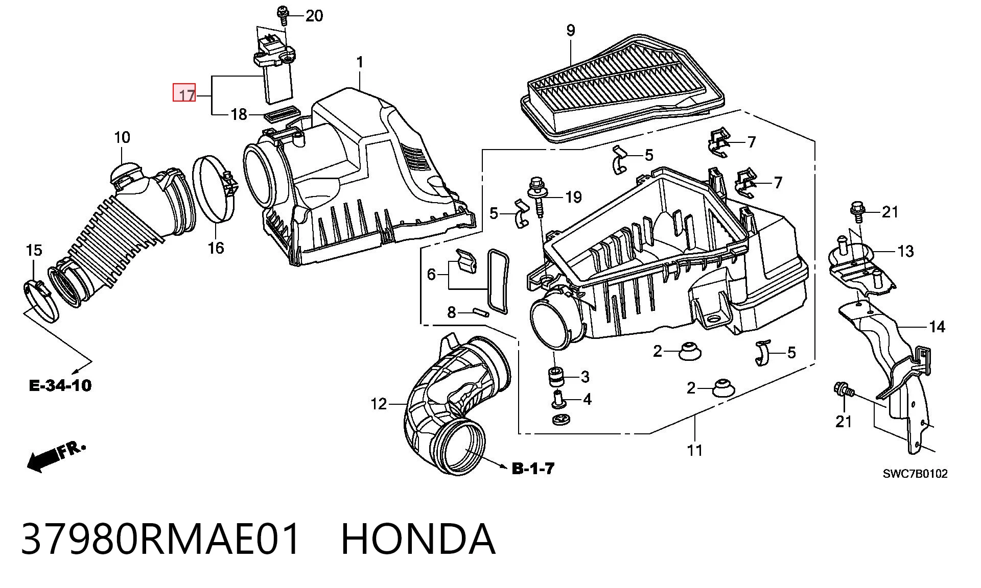  Caudalímetro Honda Civic 8