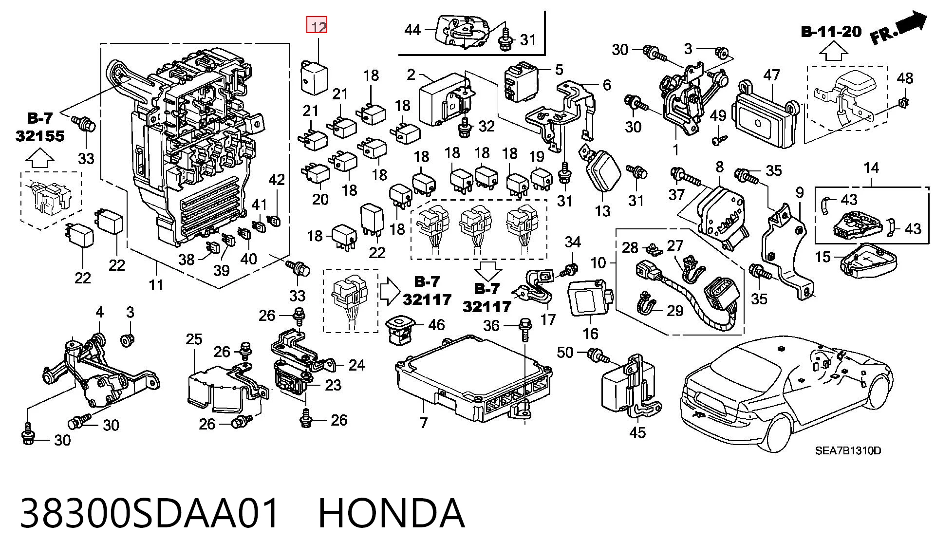 38300SDAA01 Honda Intermitente de espejo