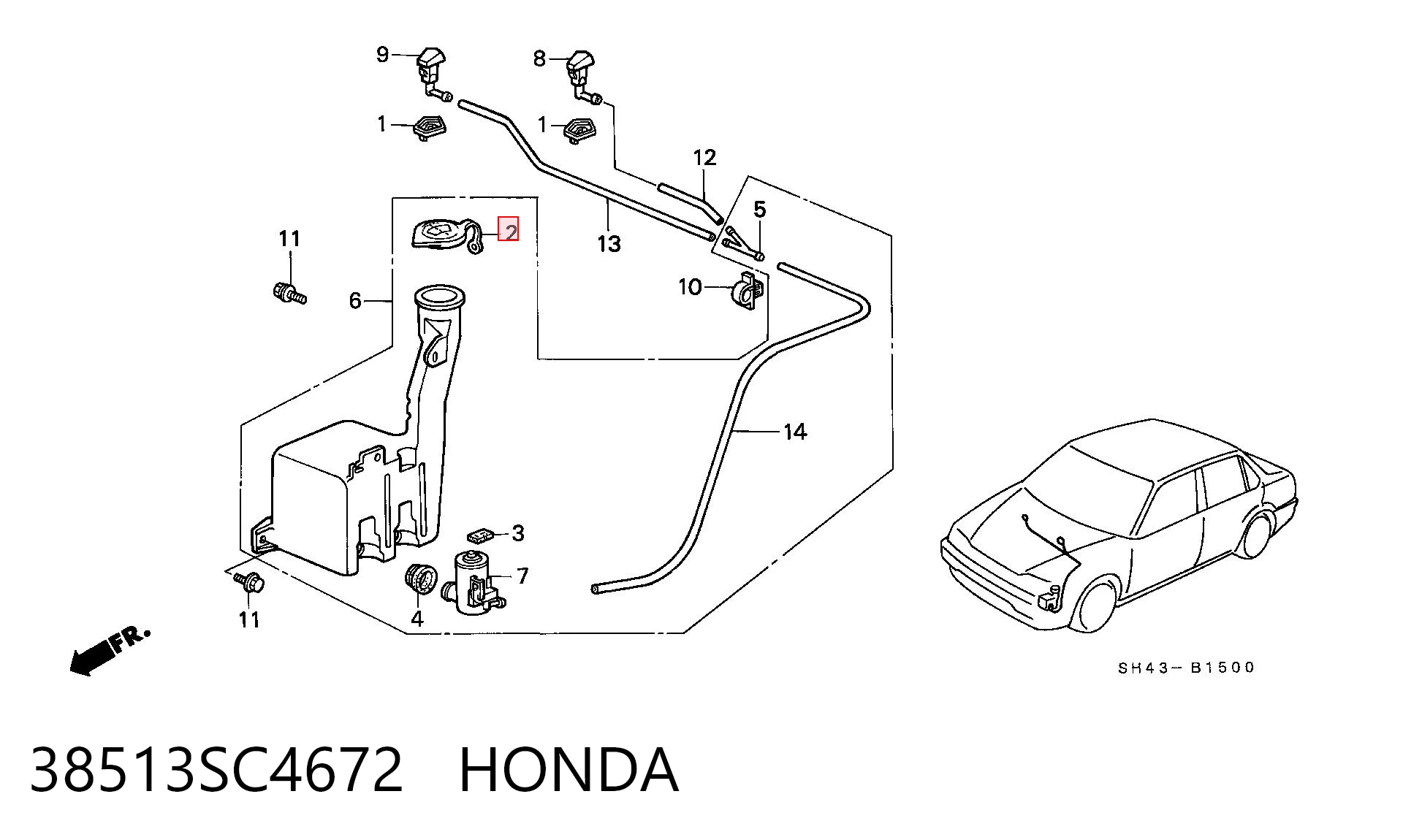 38513SC4672 Honda Botella limpiaparabrisas