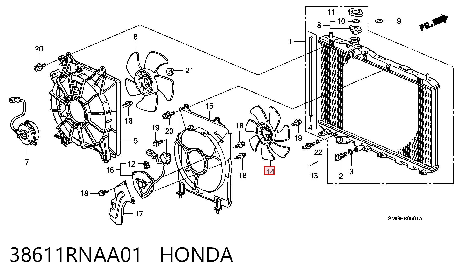 38611RNAA01 Honda Motor del ventilador del sistema de acondicionamiento de aire