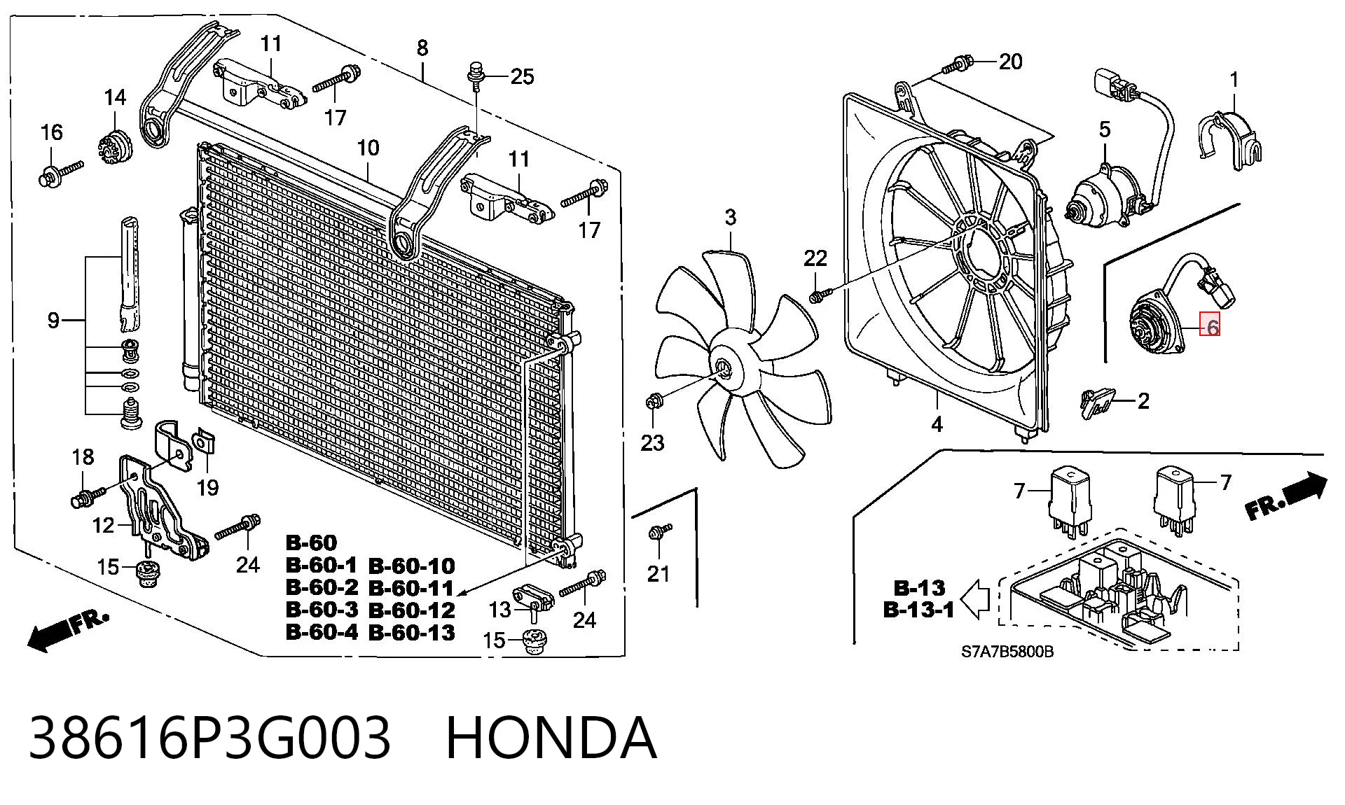 38616P3G003 Honda Motor del ventilador del acondicionador de aire
