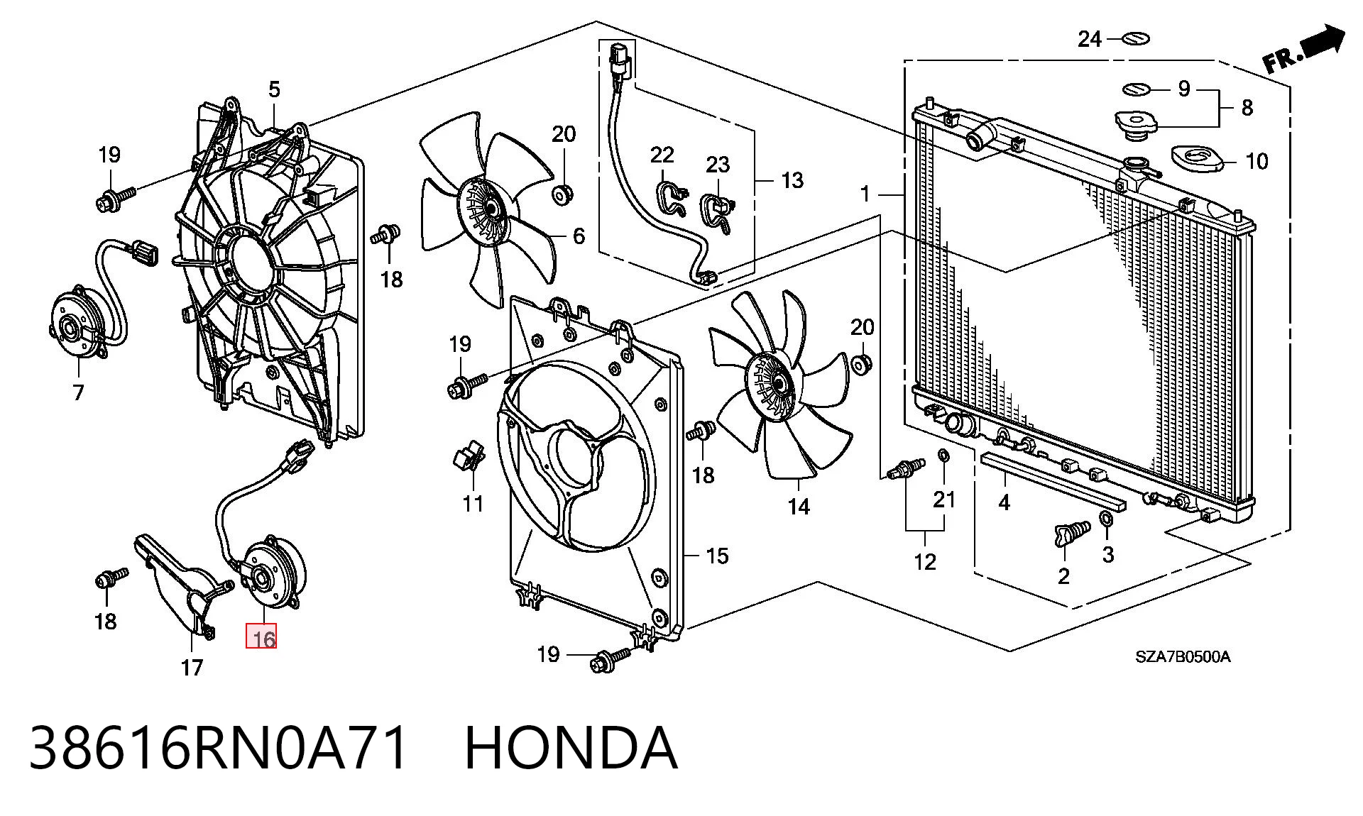 38616RN0A71 Honda Motor del ventilador del sistema de acondicionamiento de aire