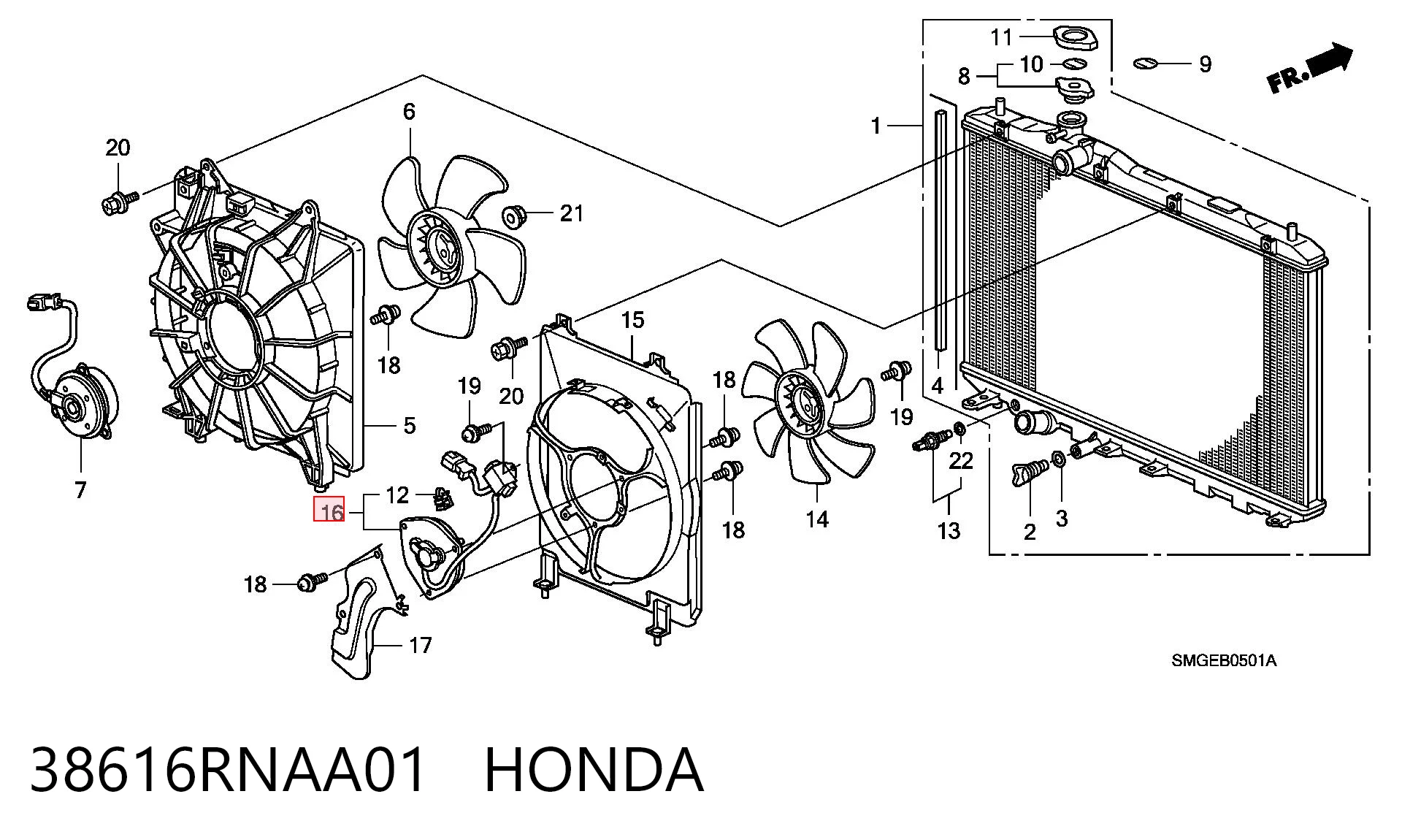 38616RNAA01 Honda Motor del ventilador del sistema de acondicionamiento de aire