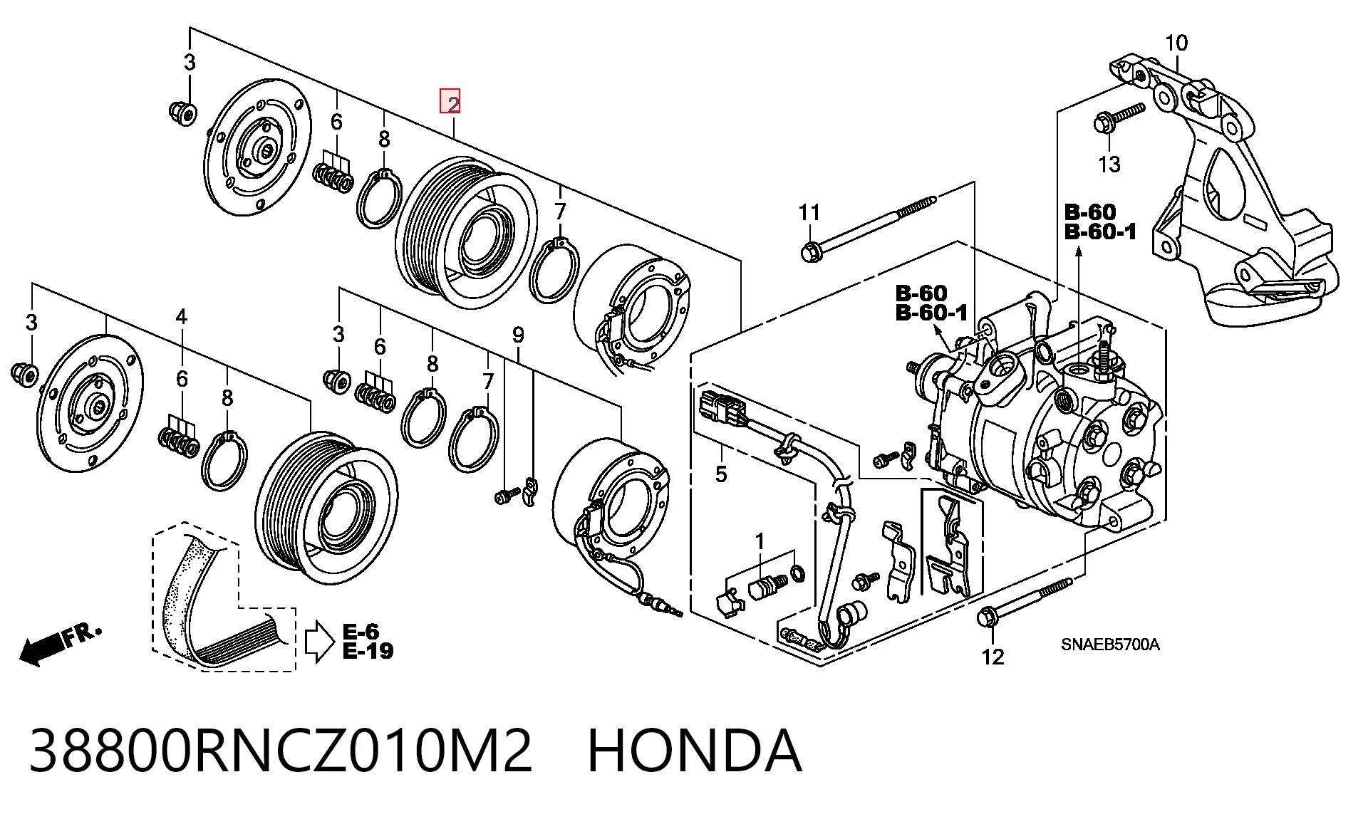 38800RNCZ010M2 Honda Compresor climatizador