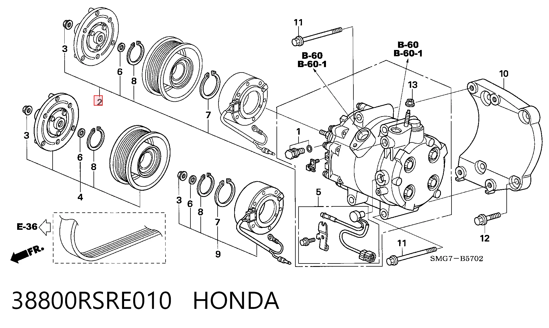 38800RSRE010 Honda Compresor climatizador