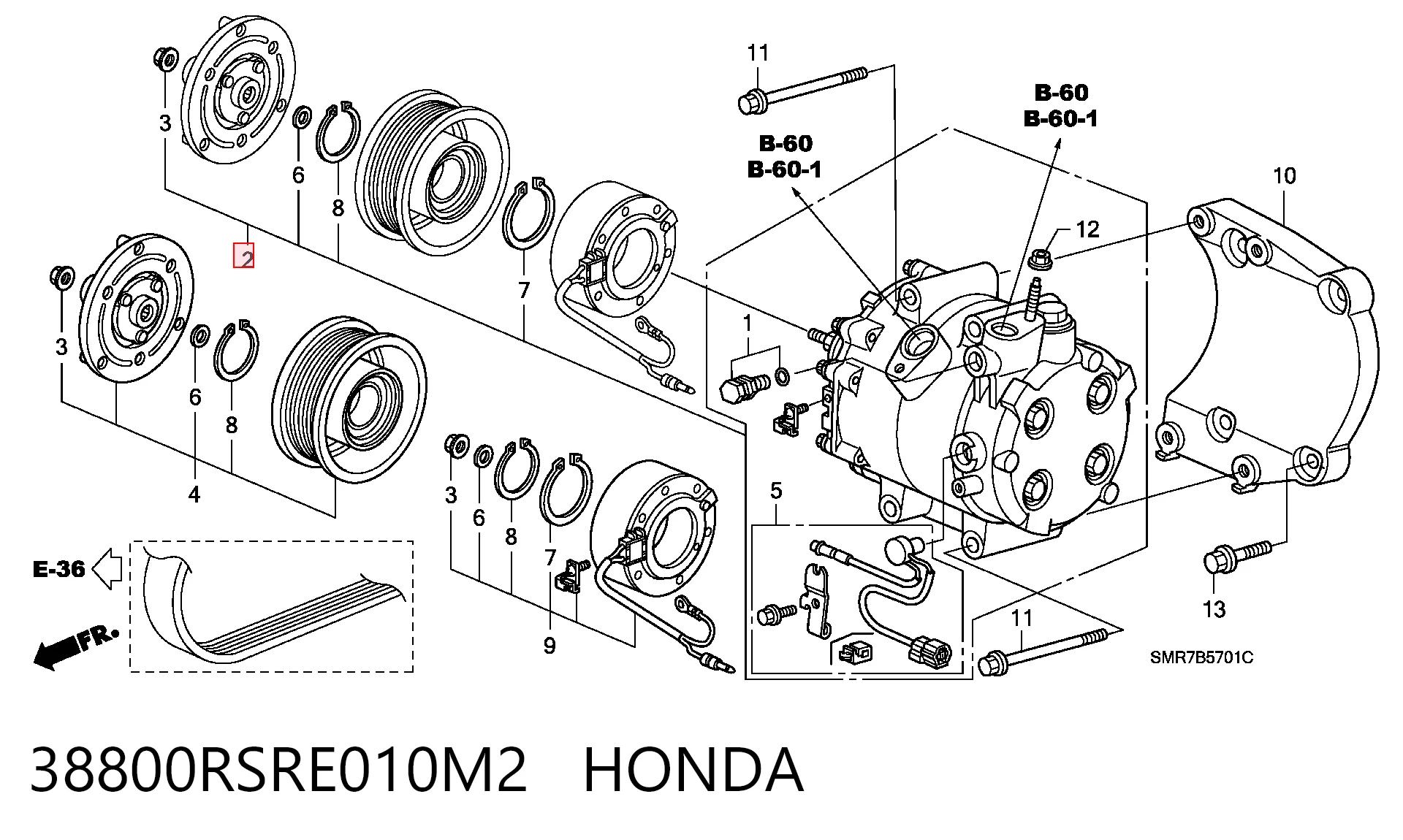 38800RSRE010M2 Honda Compresor climatizador