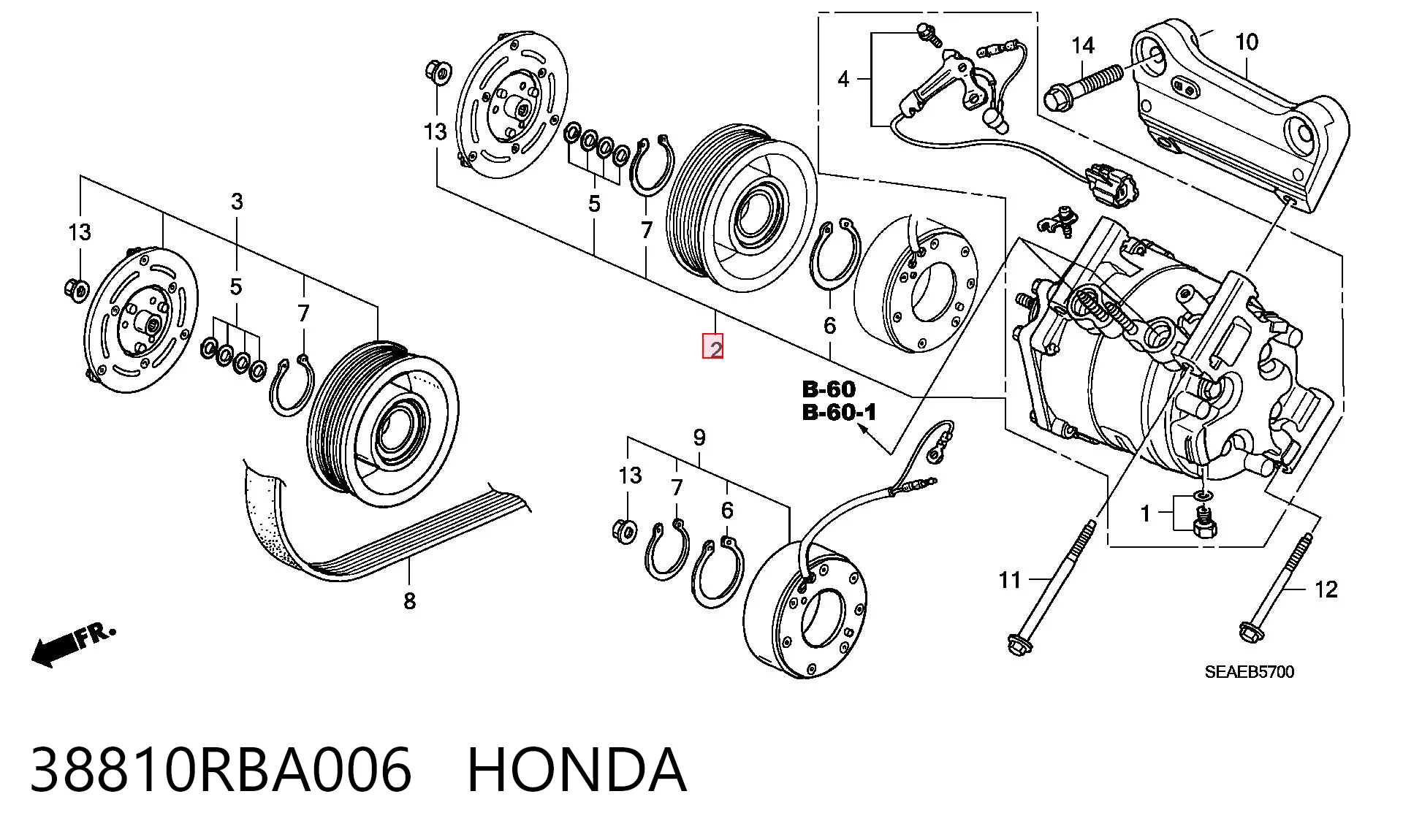 38810RBA006 Honda Compresor climatizador
