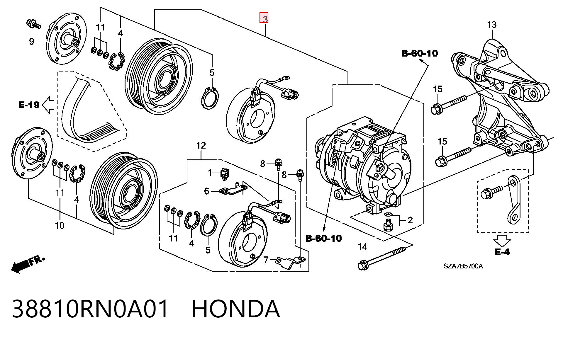 38810RN0A01 Honda Compresor climatizador