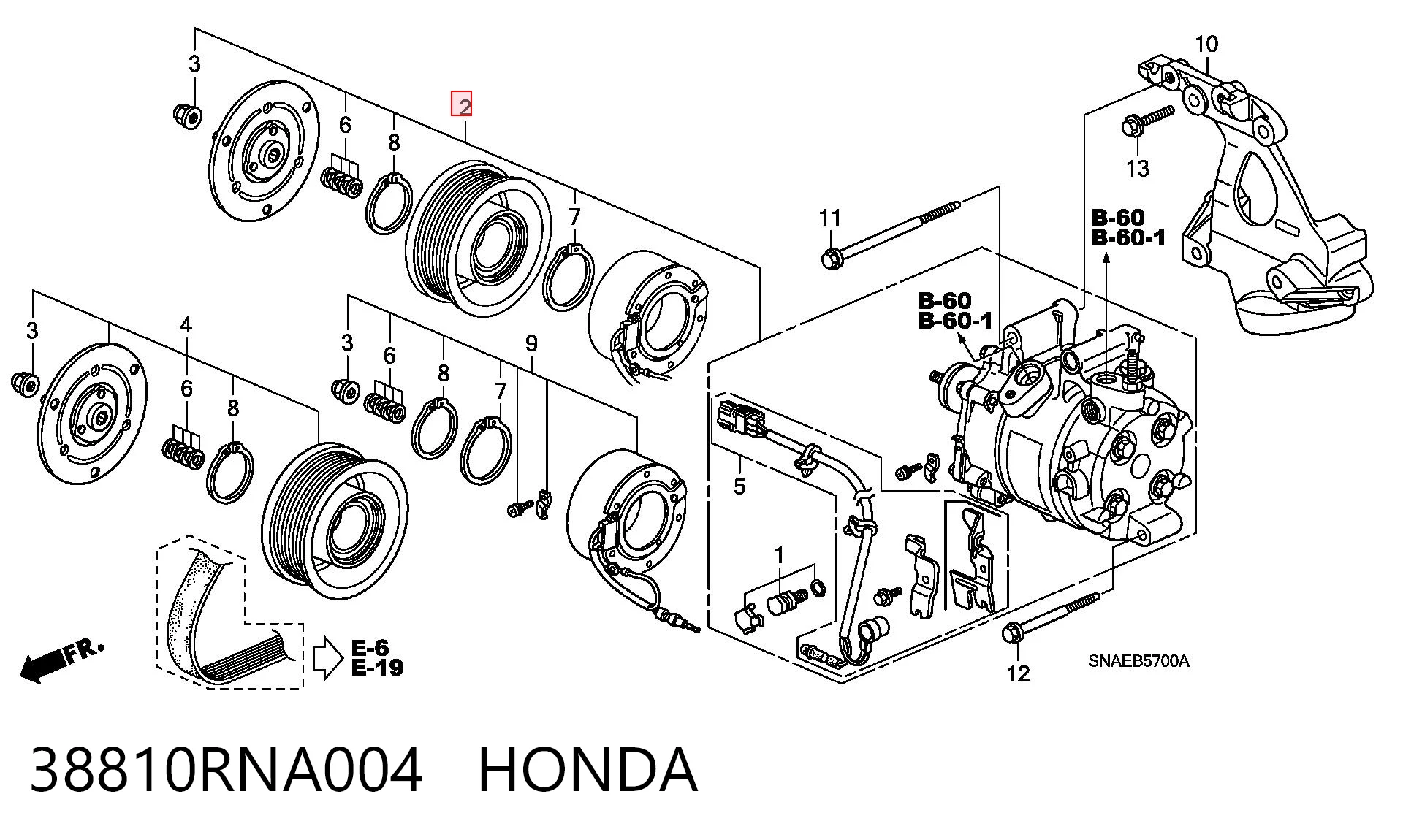 38810RNA004 Honda Compresor climatizador