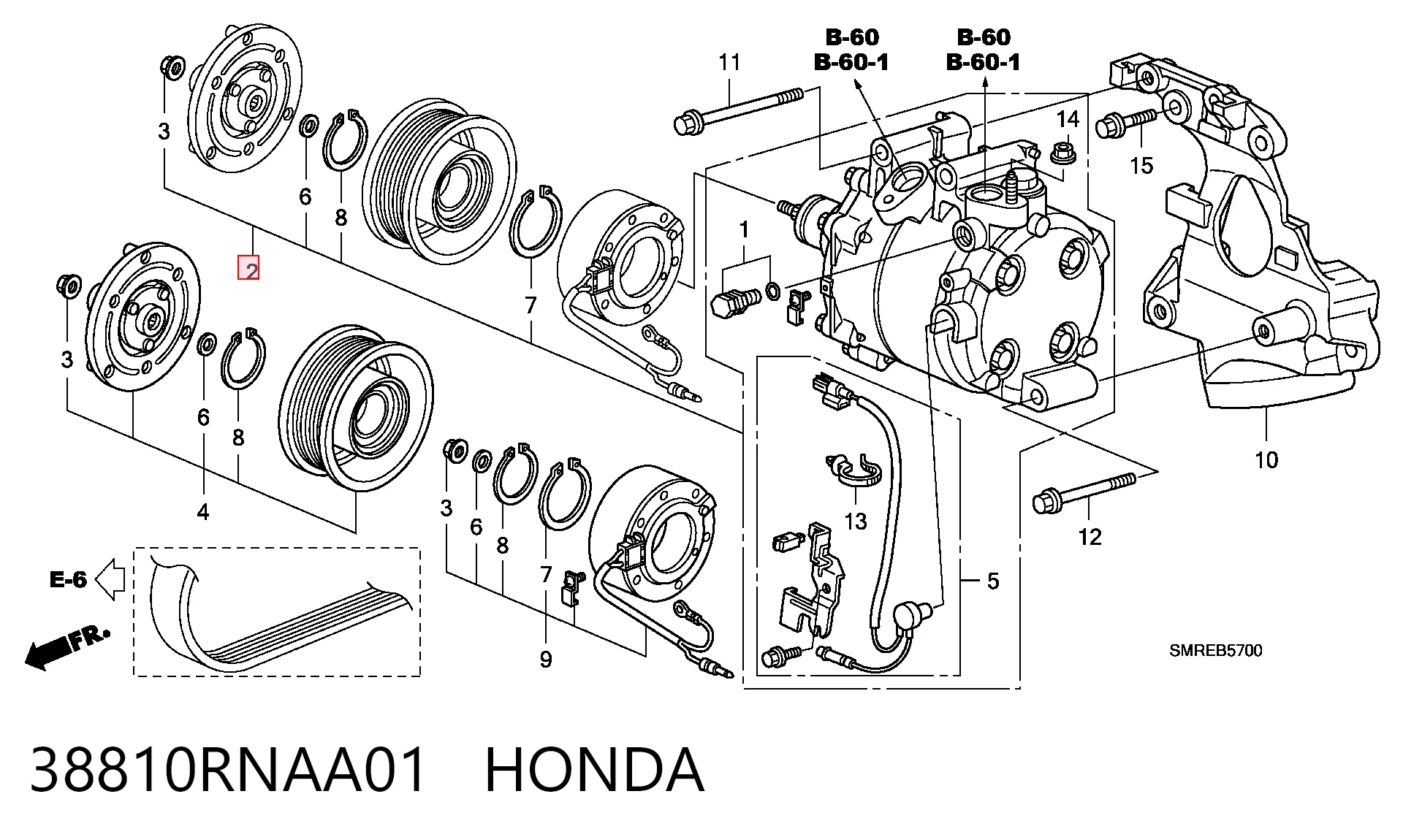 38810RNAA01 Honda Compresor climatizador