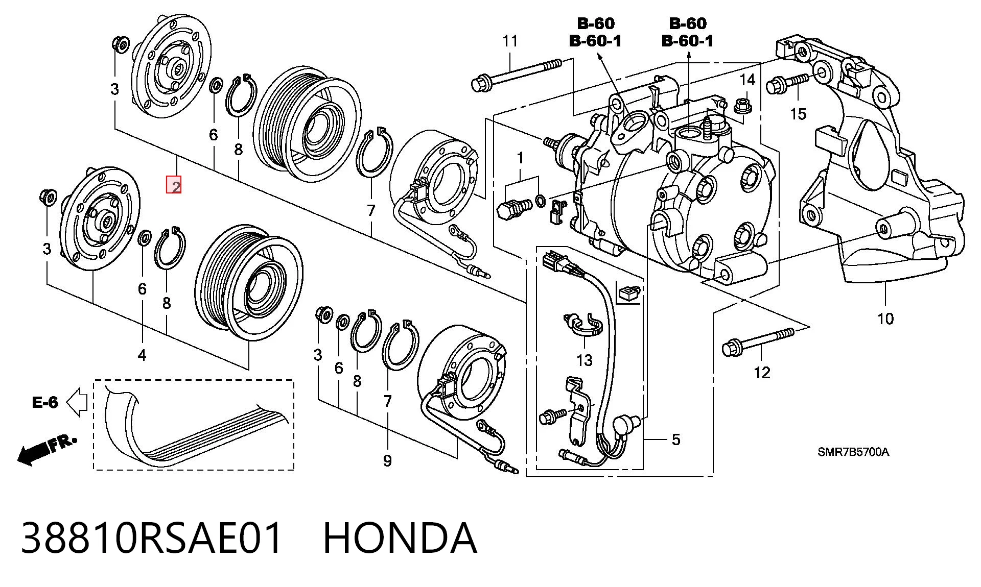 38810RSAE01 Honda Compresor climatizador
