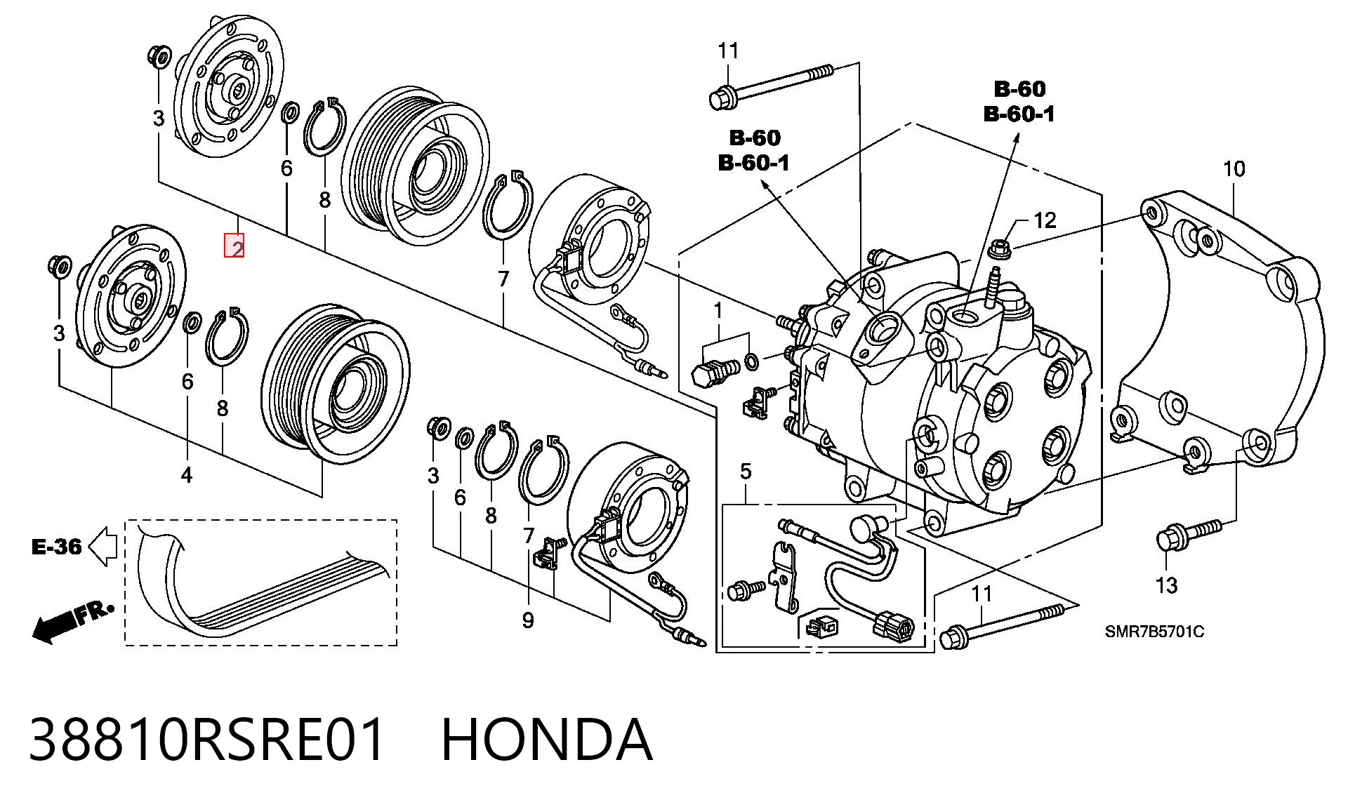 38810RSRE01 Honda Compresor climatizador