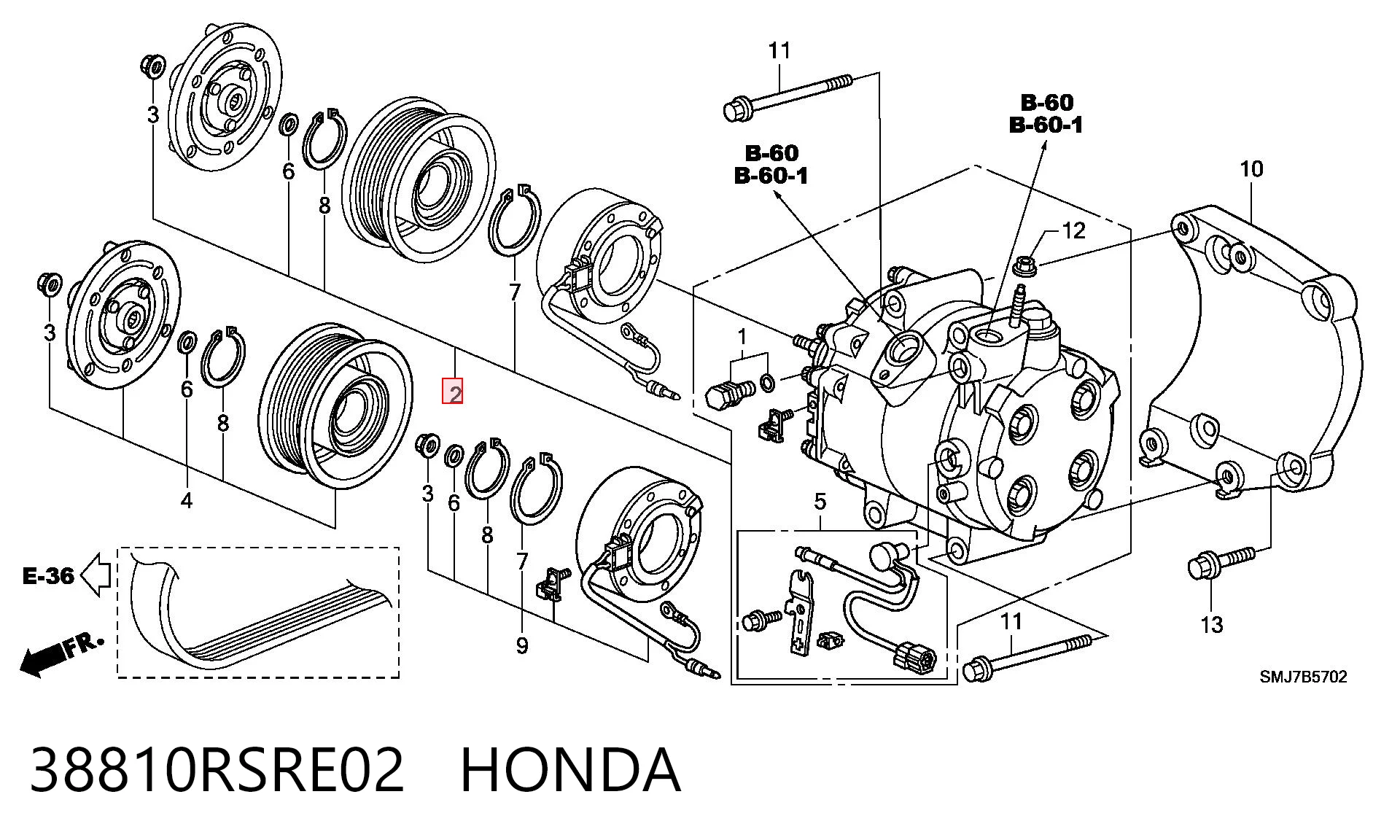 38810RSRE02 Honda Compresor climatizador