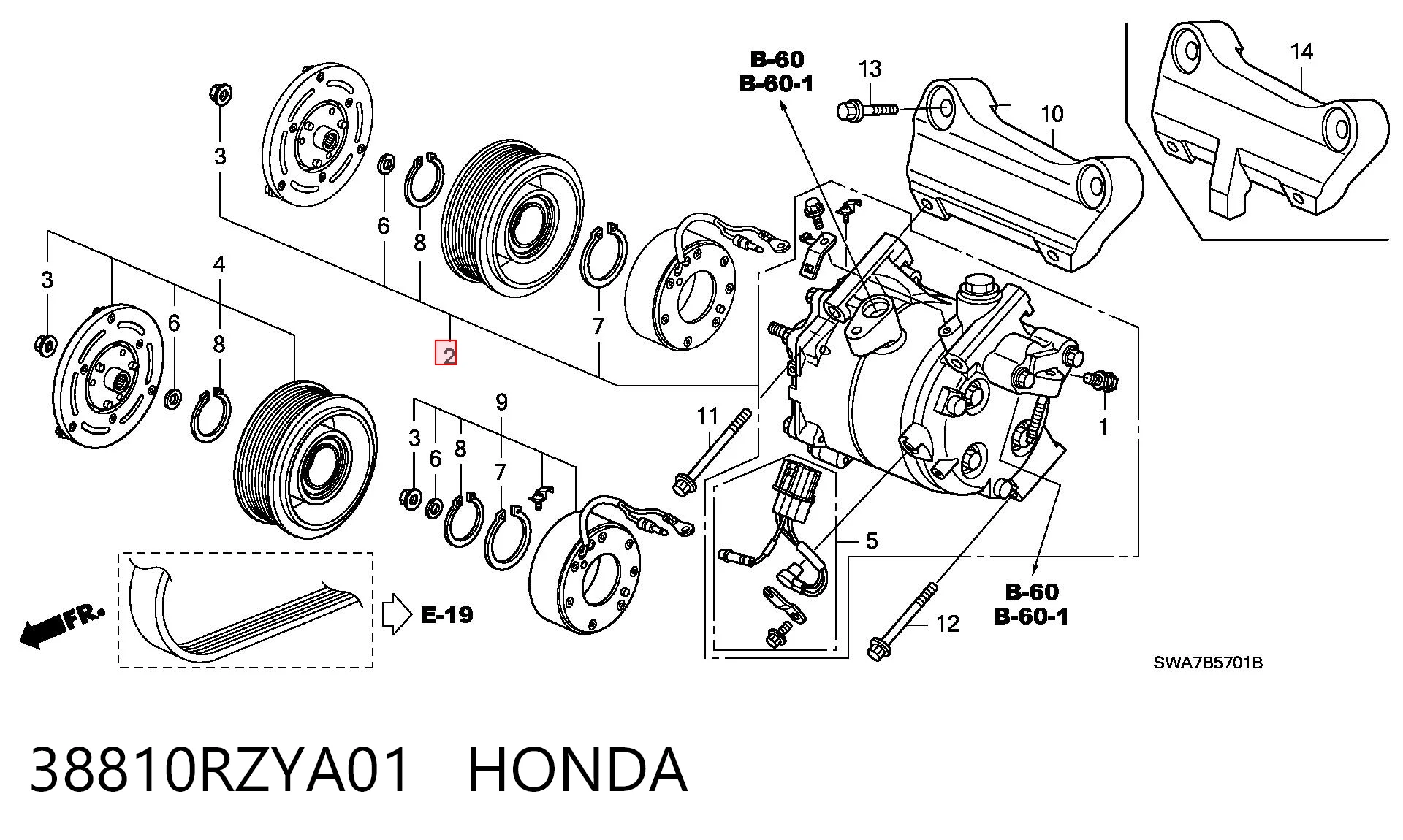 38810RZYA01 Honda Compresor climatizador
