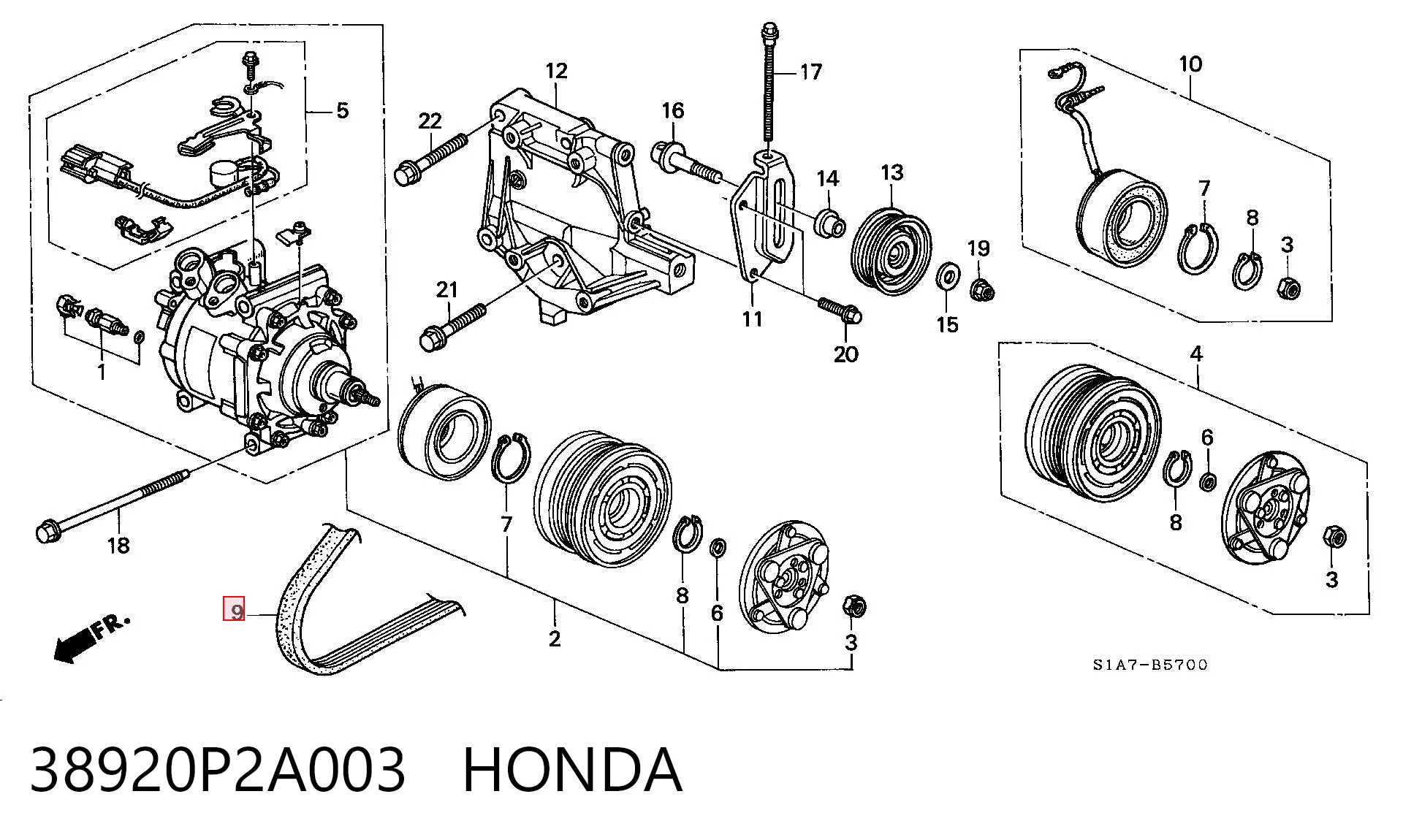 Correa de accesorios 38920P2A003 HONDA