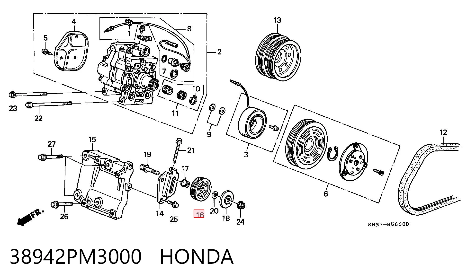 Polea tensora correa poli V para Subaru Outback B13, BP