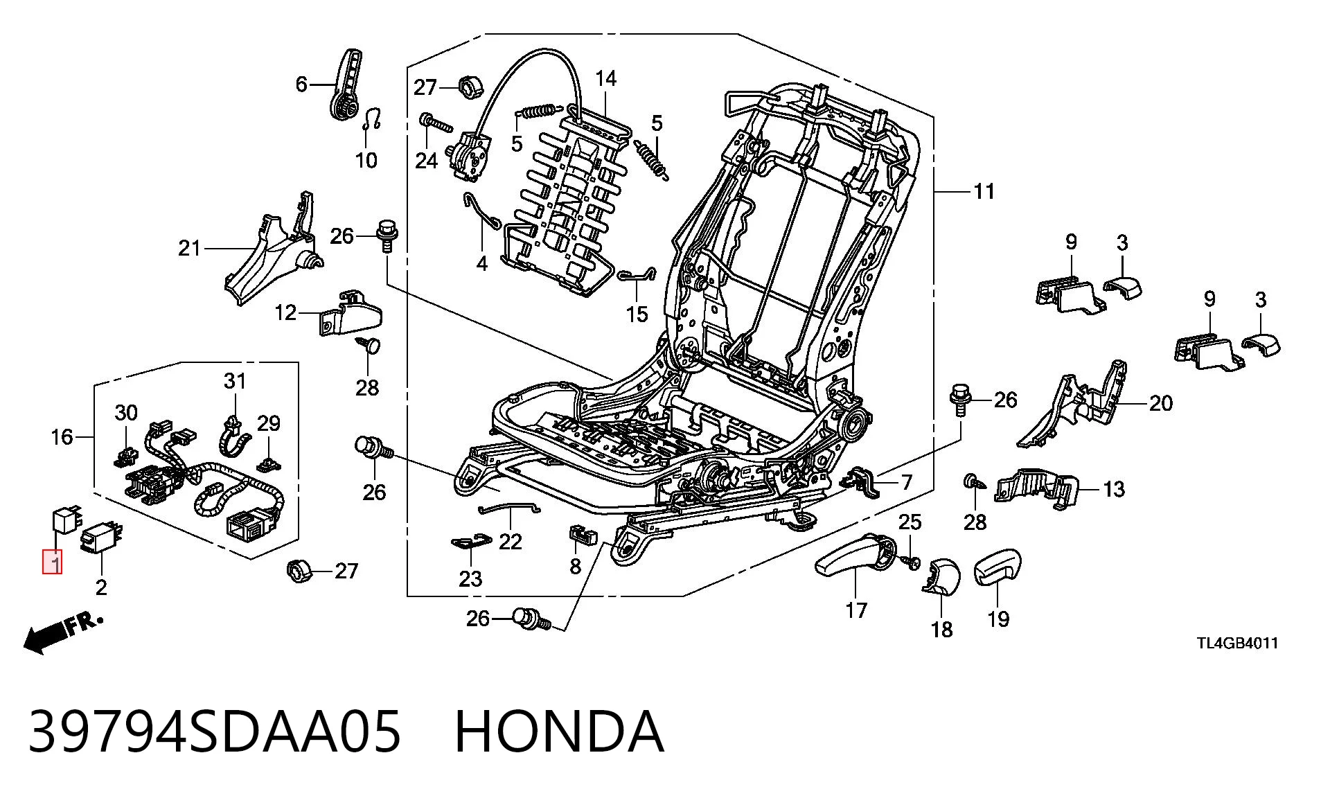 39794SDAA05 Honda Relé de ventilador de aire acondicionado