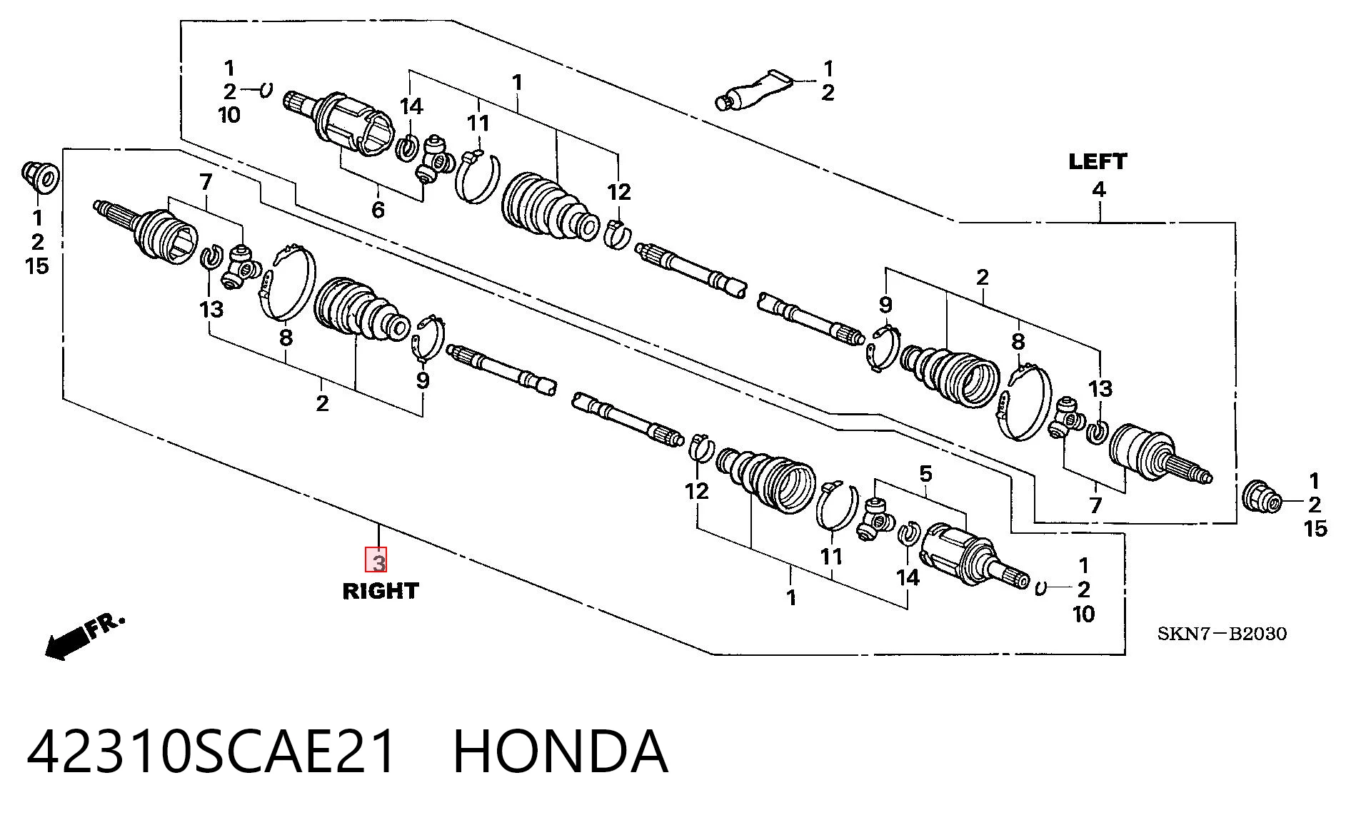 42310SCAE21 Honda Semieje trasero izquierdo