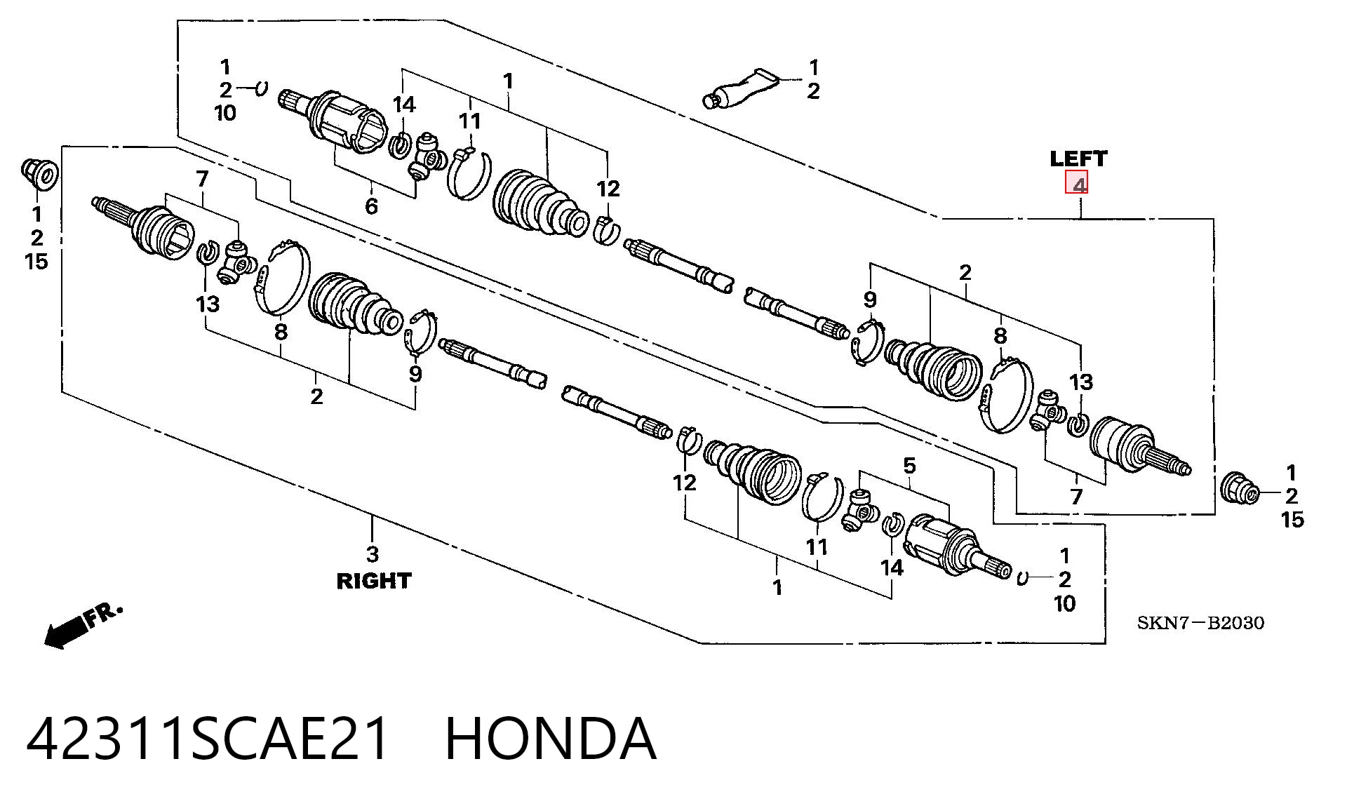 42311SCAE21 Honda Palier trasero derecho