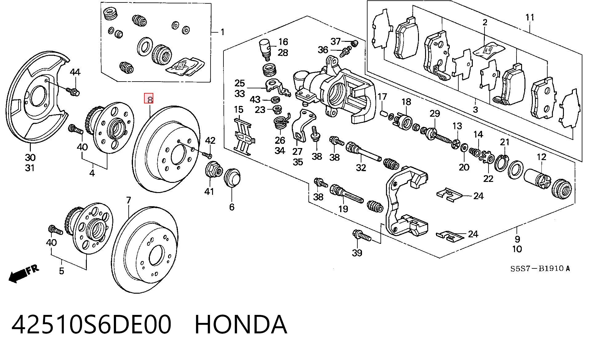 Disco de freno trasero 42510S6DE00 HONDA