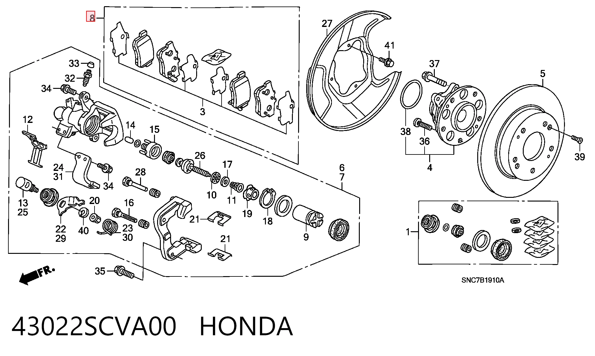 43022SCVA00 Honda Pastillas freno traseras