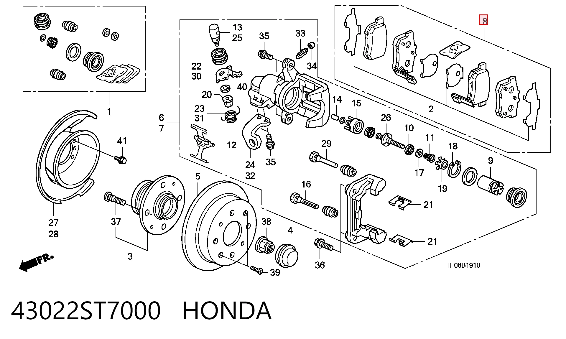 43022ST7000 Honda Pastillas freno traseras