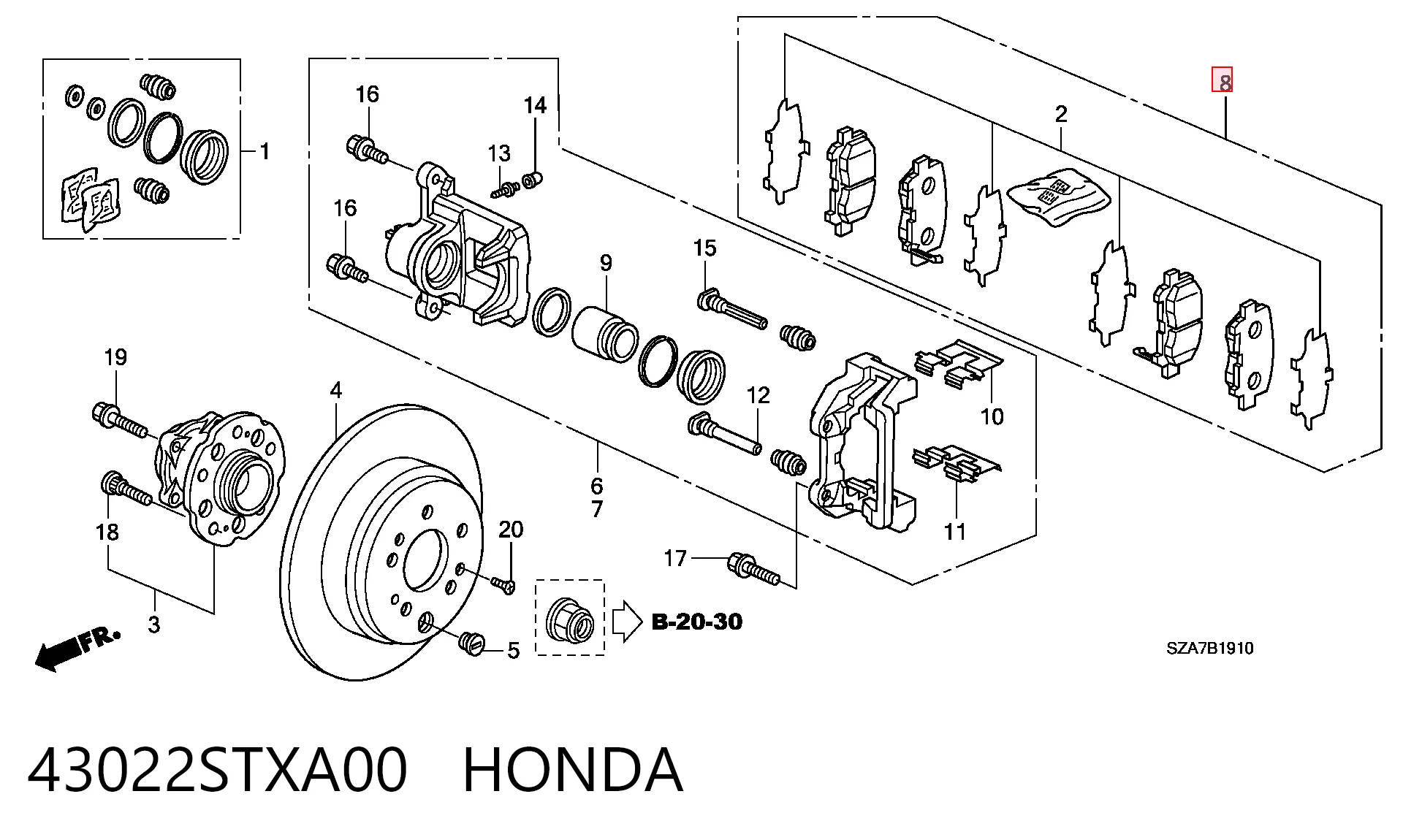 43022STXA00 Honda Pastillas freno traseras