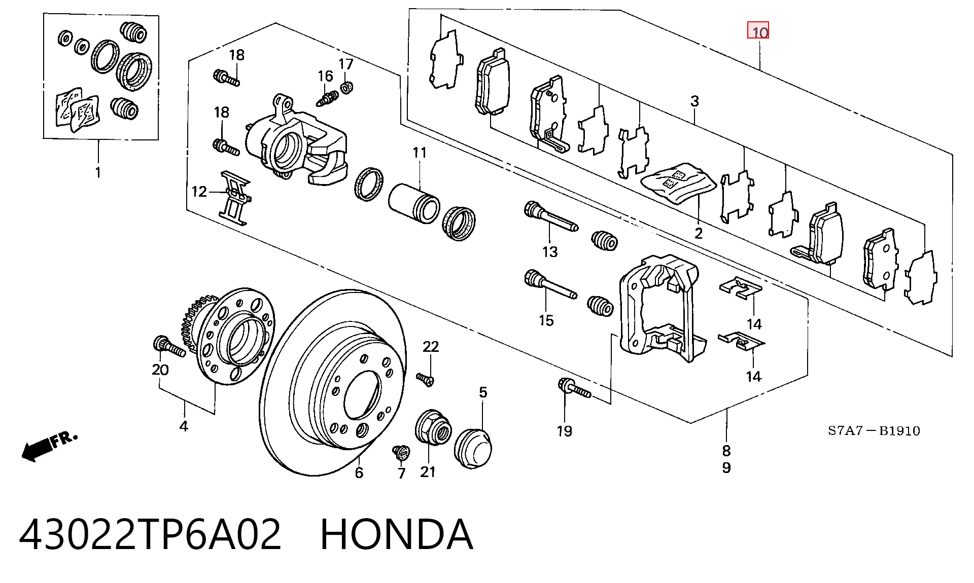 43022TP6A02 Honda Pastillas freno traseras