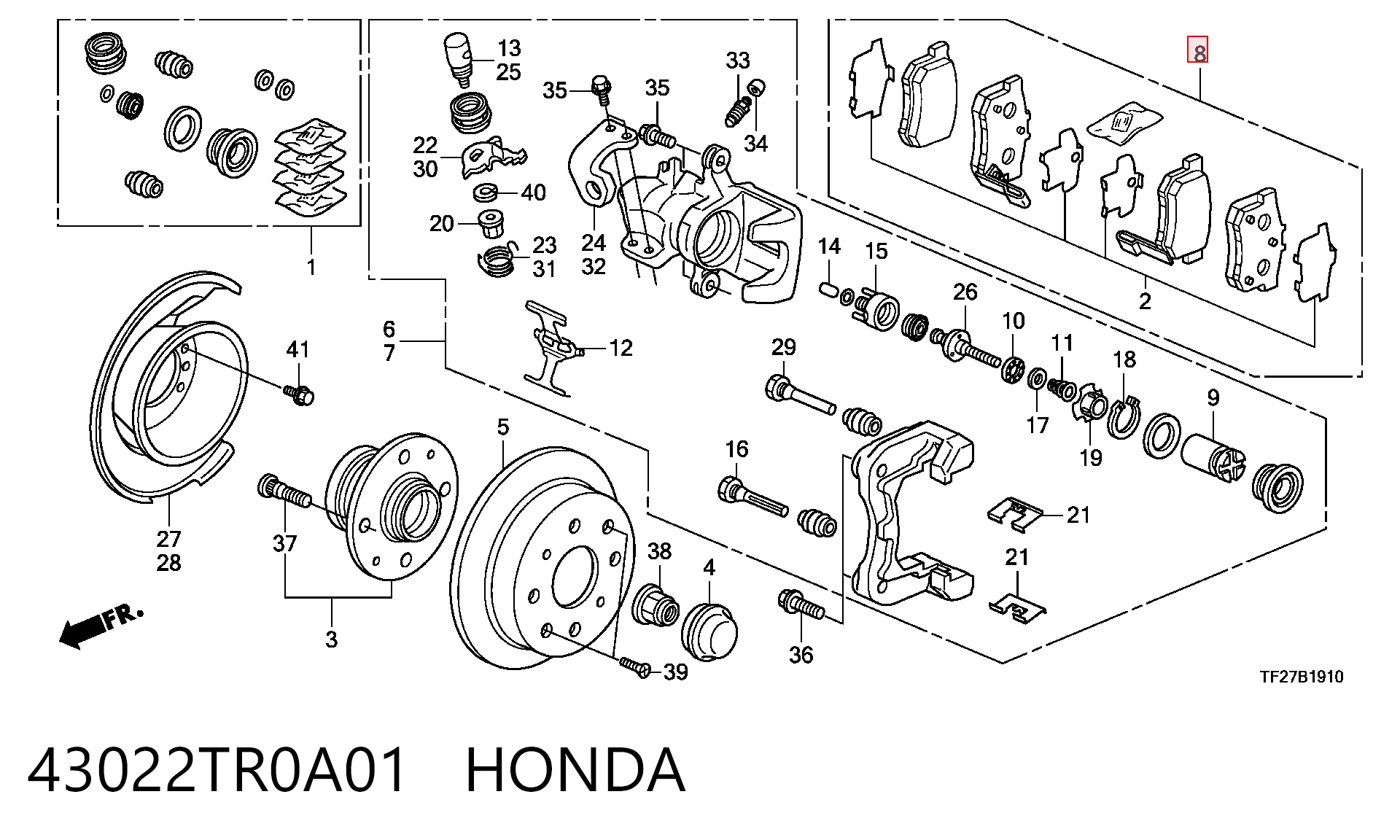 43022TR0A01 Honda Pastillas freno traseras