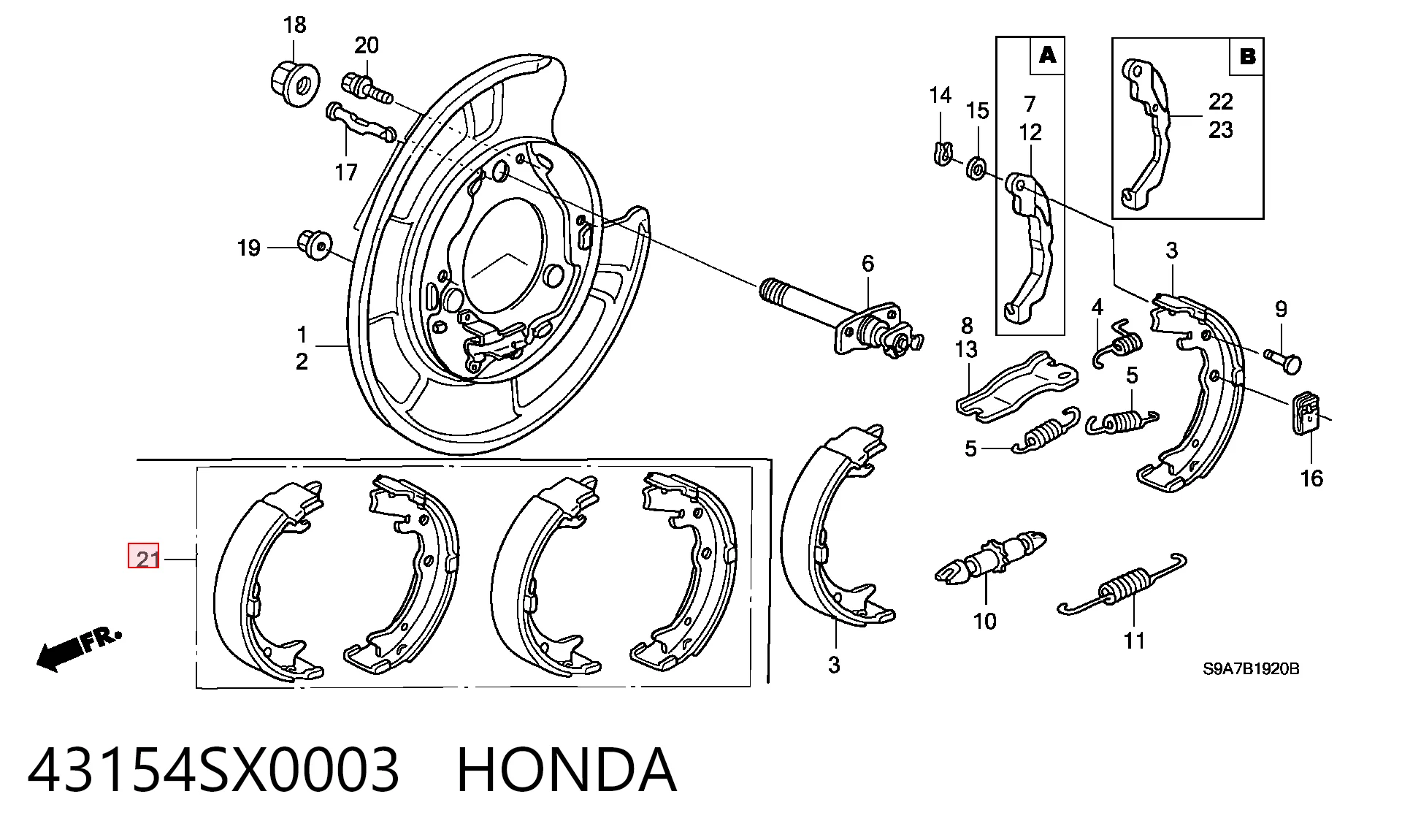 Comprar Zapatas de freno de estacionamiento Honda Accord VII CM, CN a bajo precio