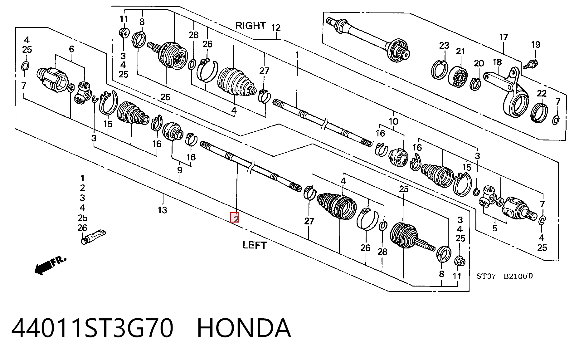 Junta homocinética exterior delantera para Honda Accord III (CA4, CA5)