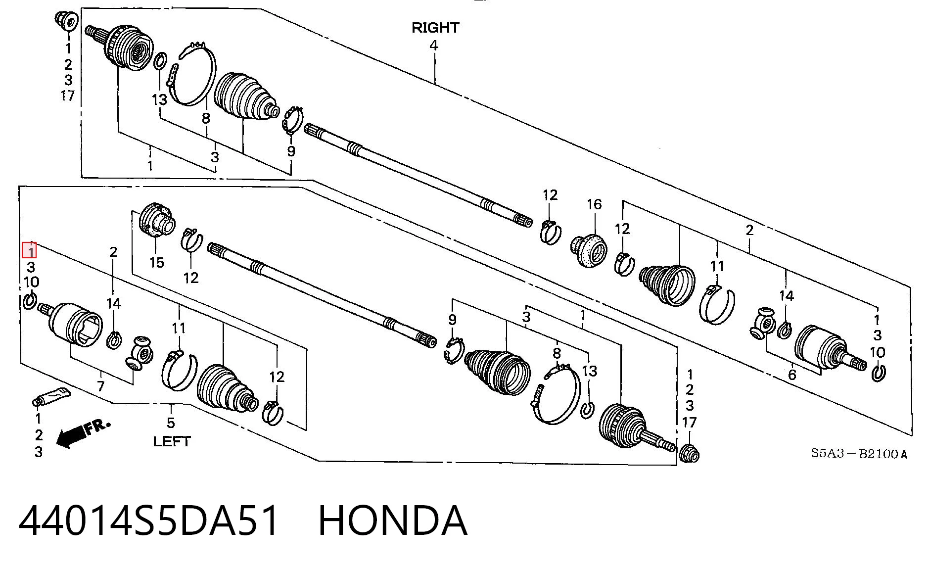 44014S5DA51 Honda Junta homocinética