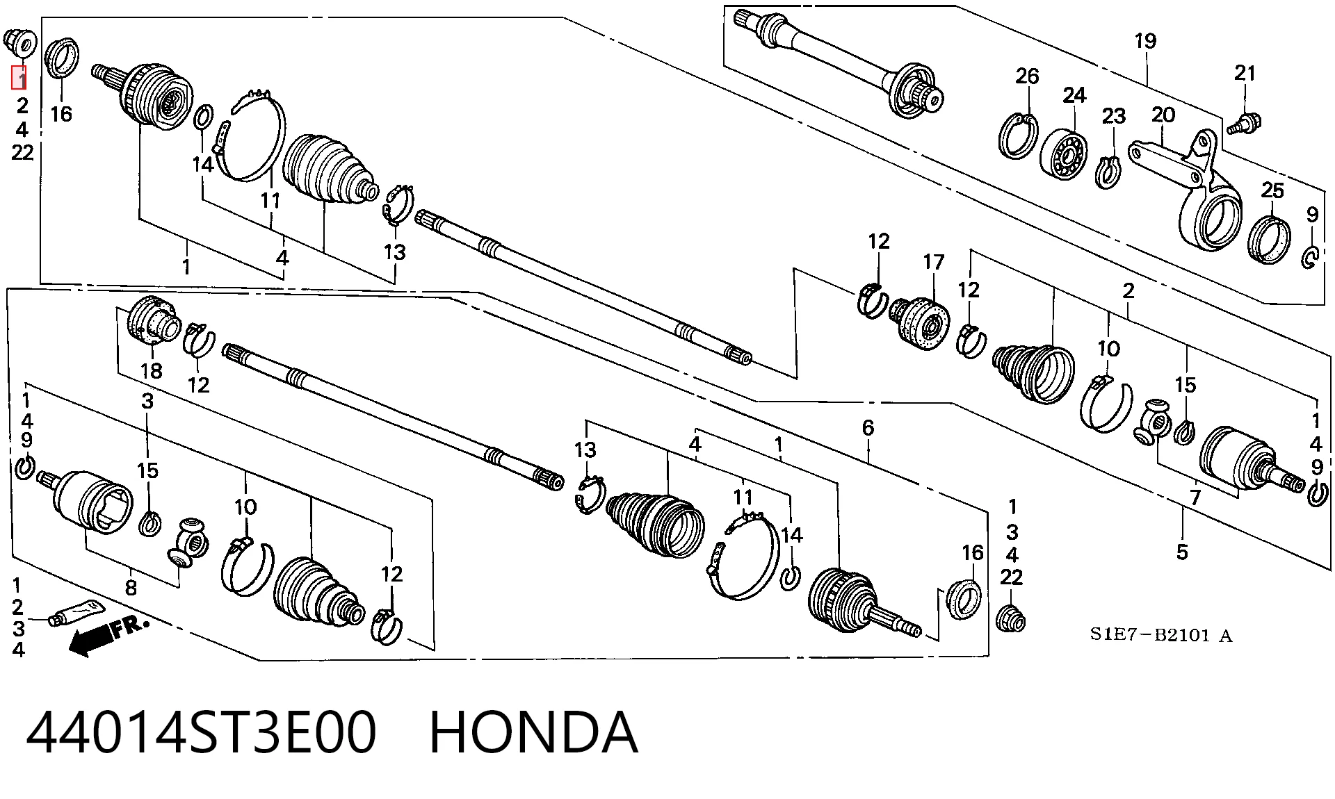 Junta homocinética exterior delantera Honda Civic VI (EJ9, EK3/4)