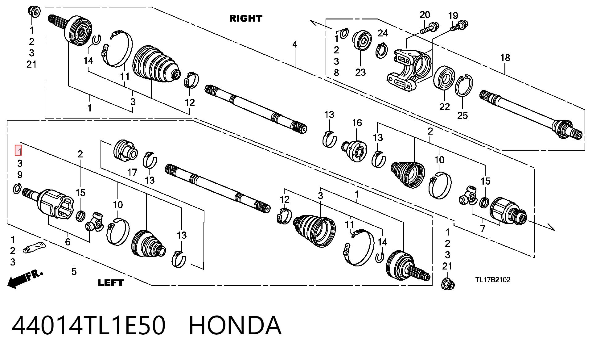 Junta homocinética exterior delantera para Honda CR-V  (RE)
