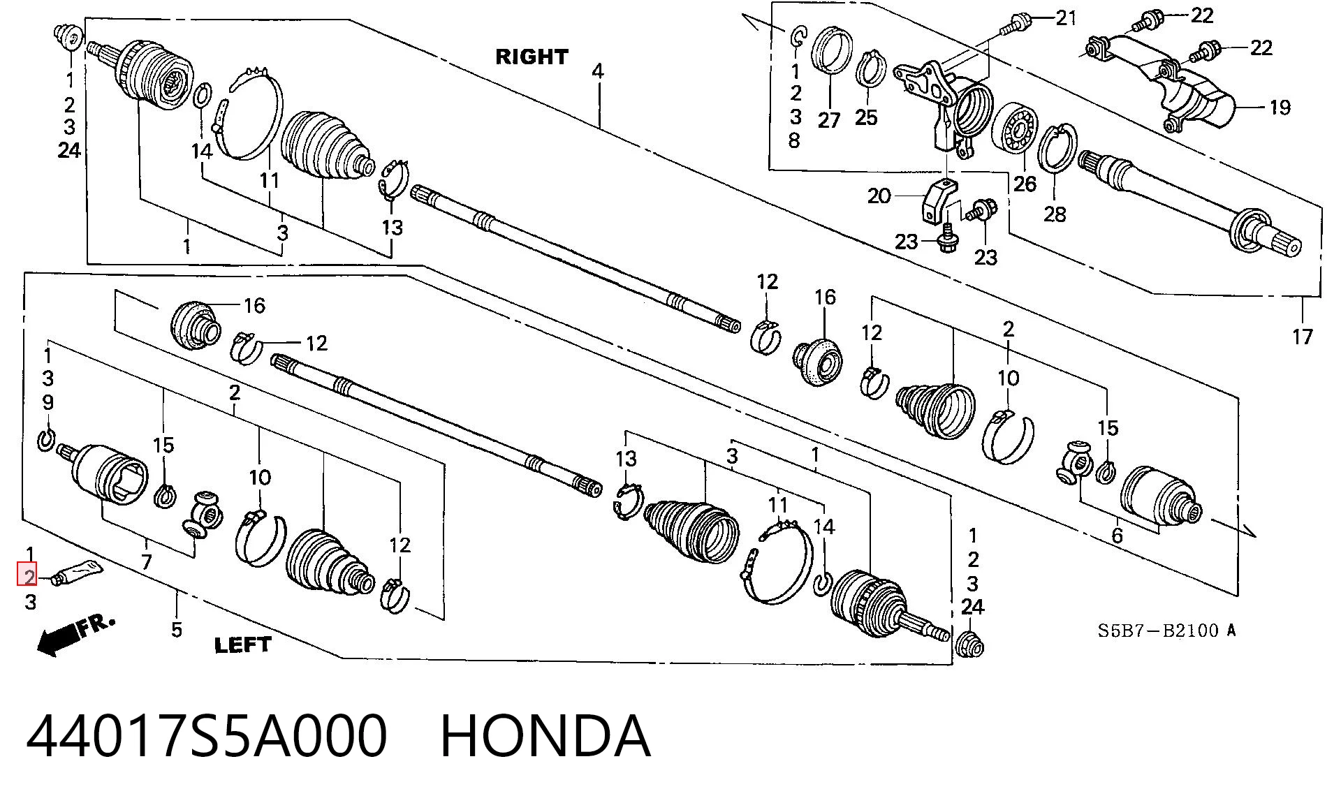 Fuelle, semieje delantero interior Honda Civic VII sedán comprar en España