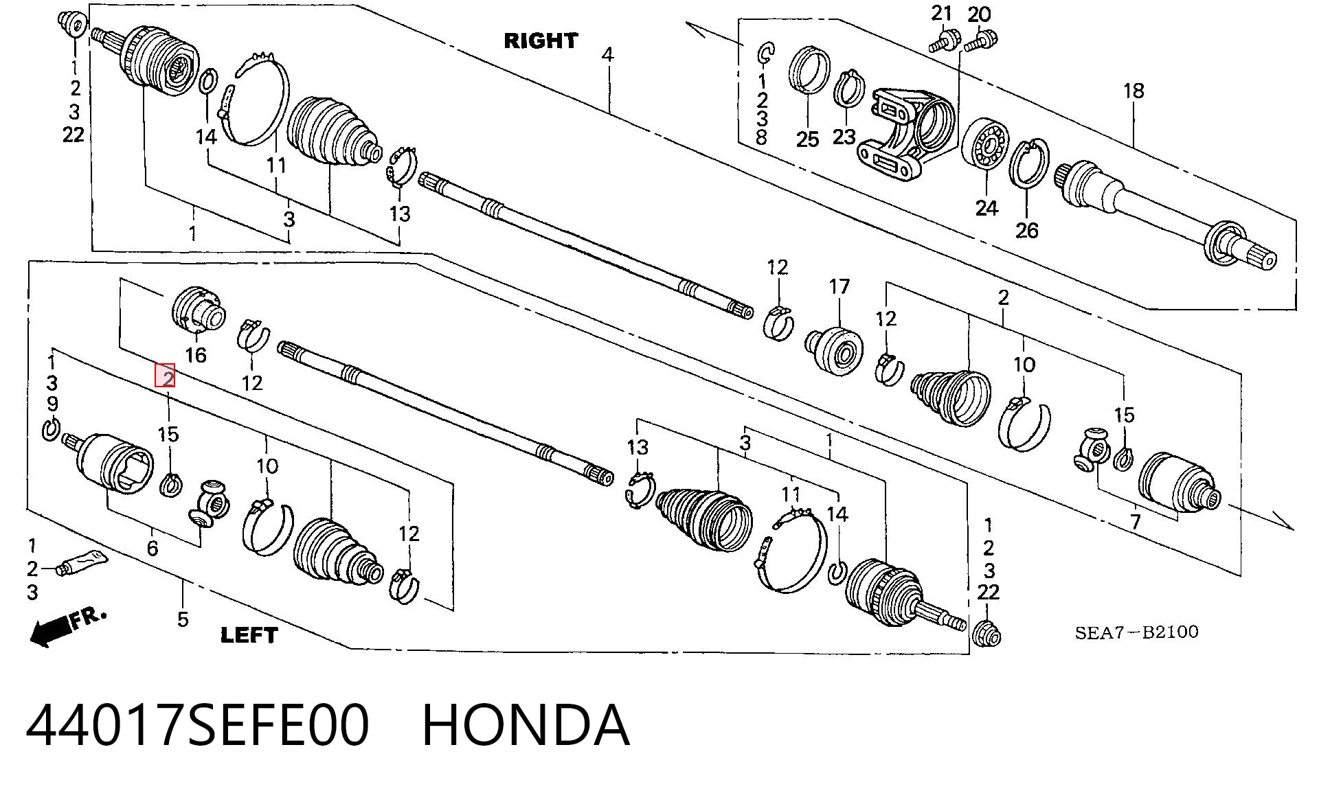 Fuelle interior del palier delantero 44017SEFE00 HONDA