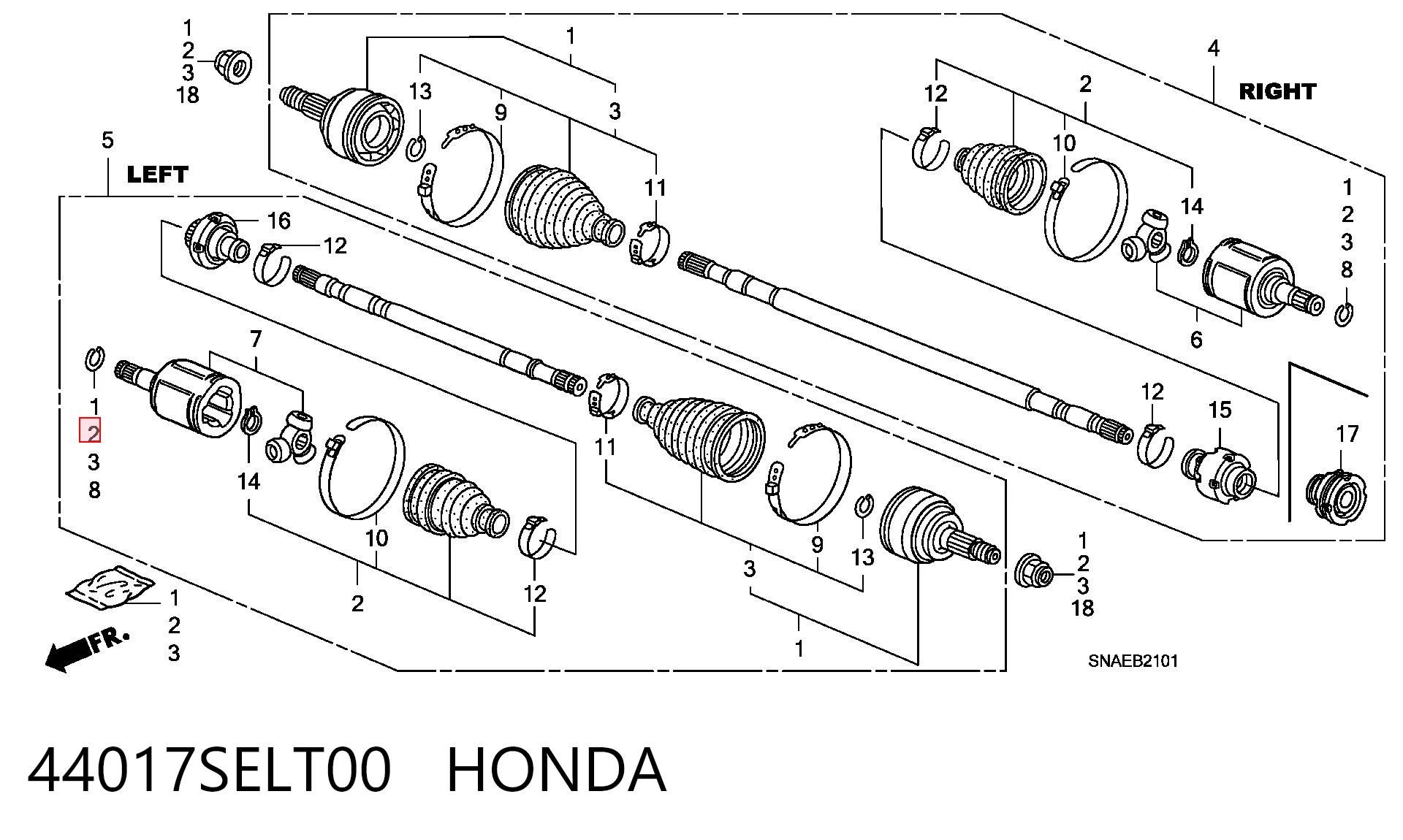  Fuelle de semieje delantero interior Honda Jazz 