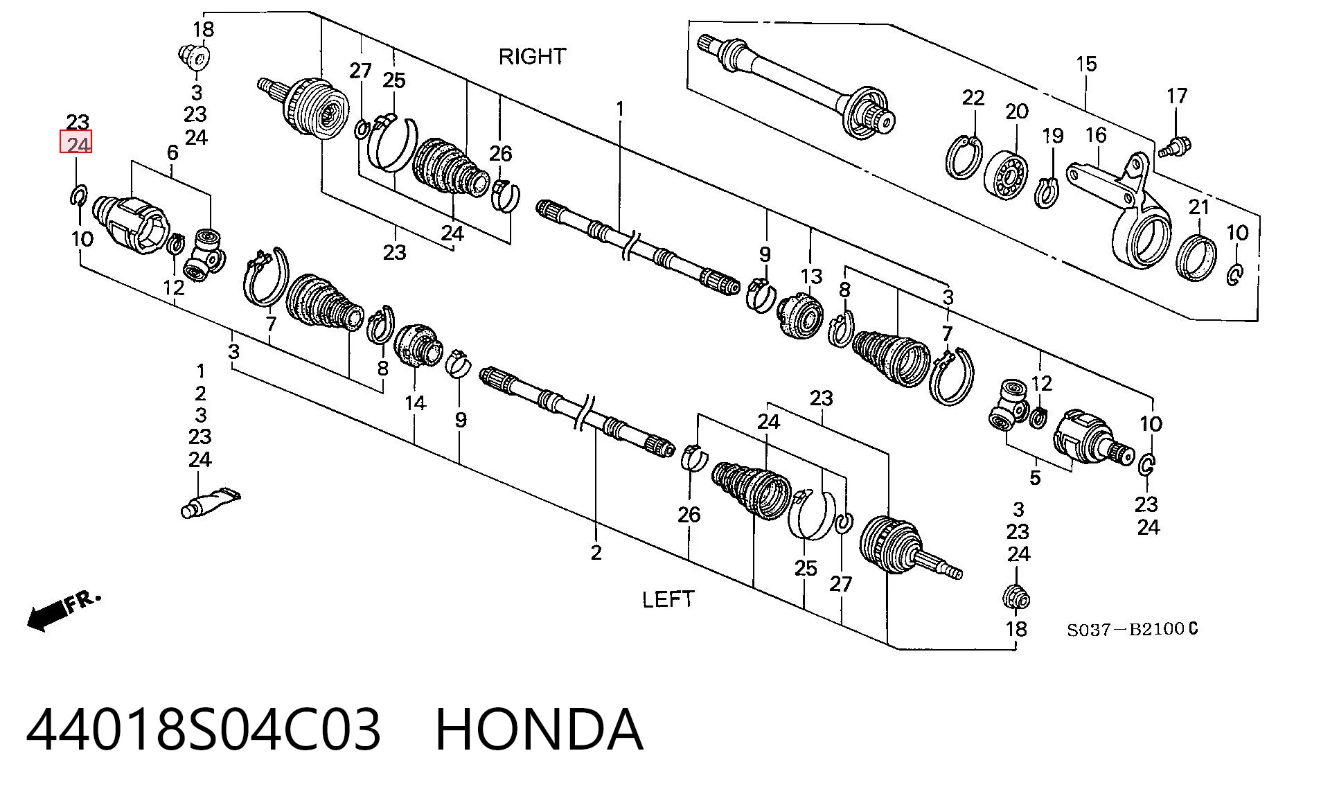 Fuelle exterior del palier delantero 44018S04C03 HONDA