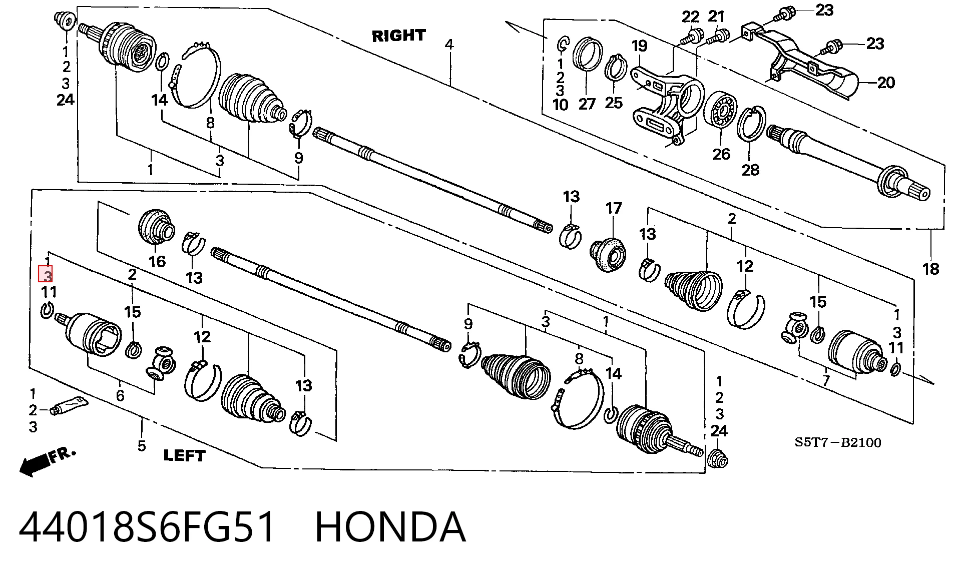 Comprar Fuelle de palier delantero exterior Honda Accord VI CG