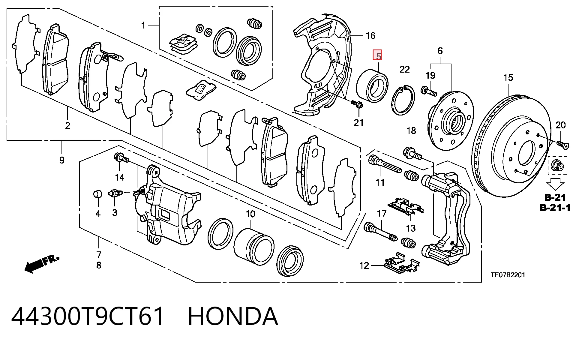 Cojinete de rueda delantera 44300T9CT61 HONDA