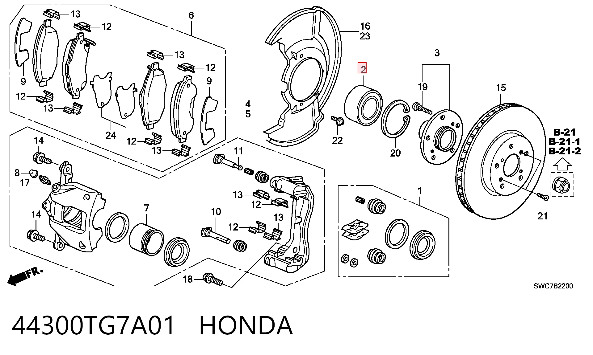 44300TG7A01 Honda Rodamiento de rueda trasera