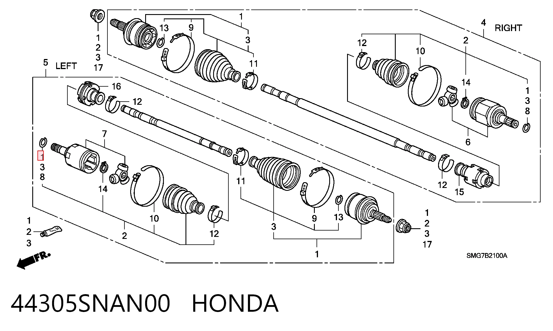 44305SNAN00 Honda Junta homocinética