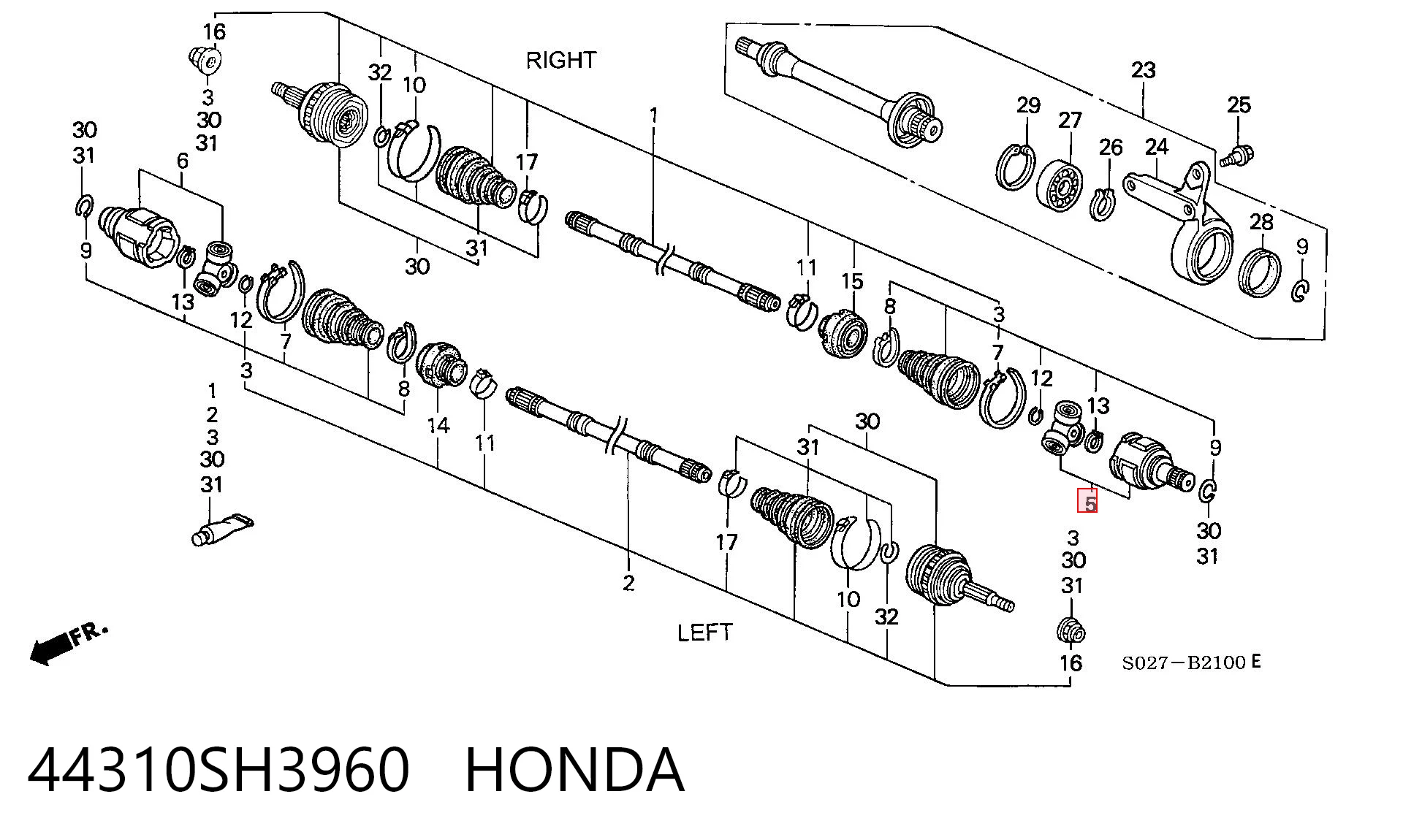 Junta homocinética interna delantera derecha 44310SH3960 HONDA