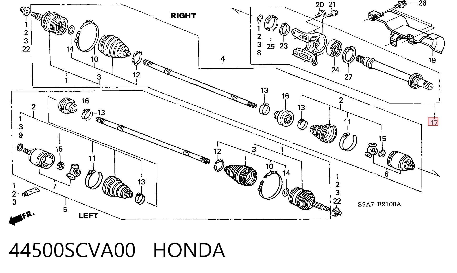 44500SCVA00 Honda Árbol de transmisión intermedio