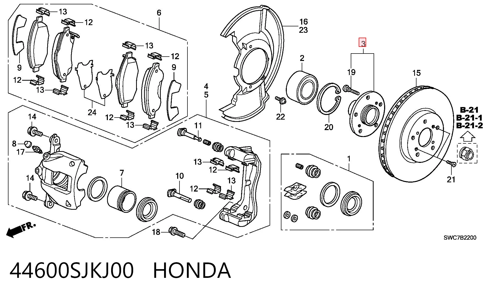 44600SJKJ00 Honda Cubo delantero